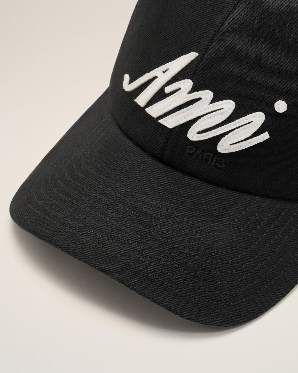 Black Cotton Ami Felt Patch Cap