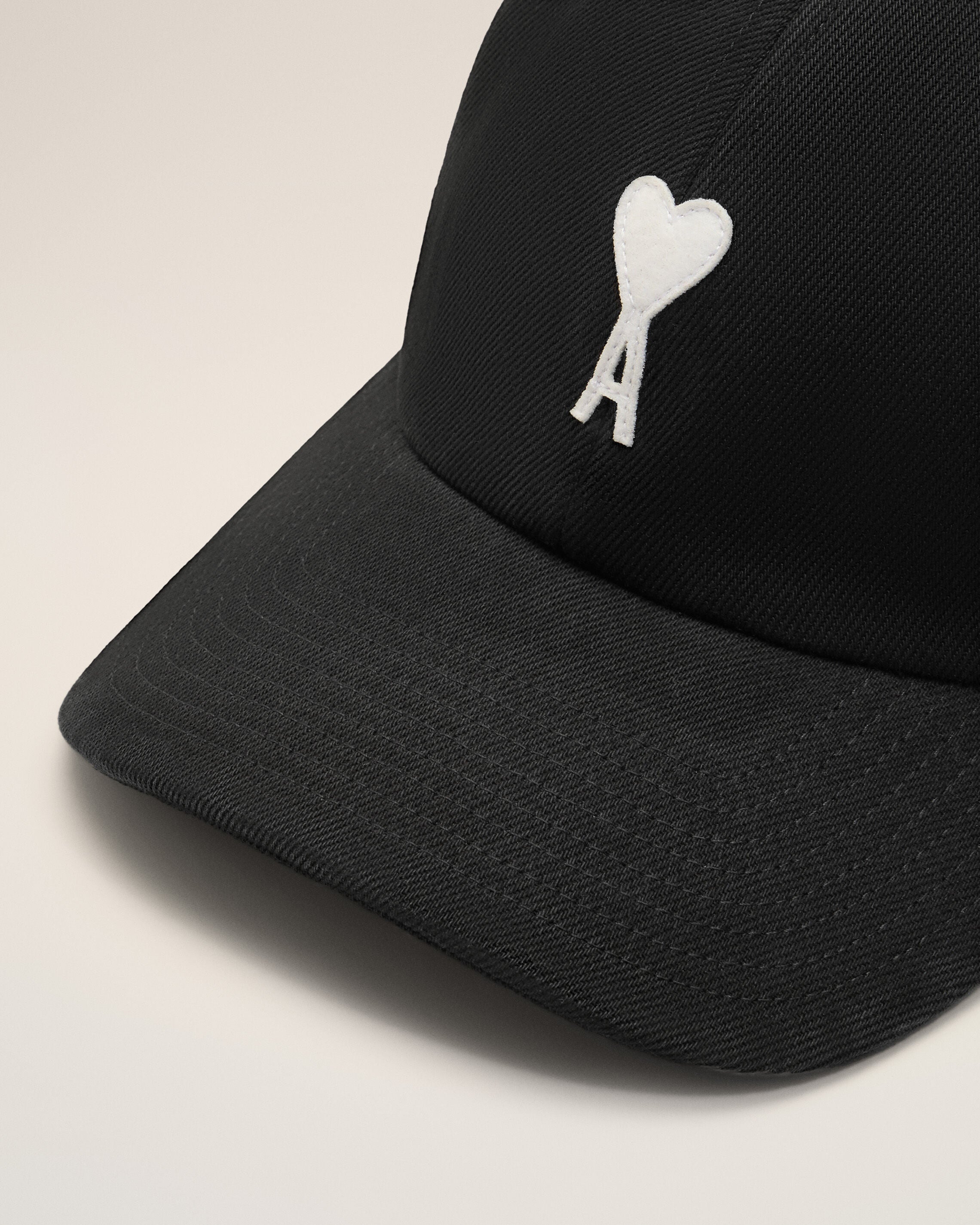 Black Cotton Ami De Coeur Felt Patch Cap