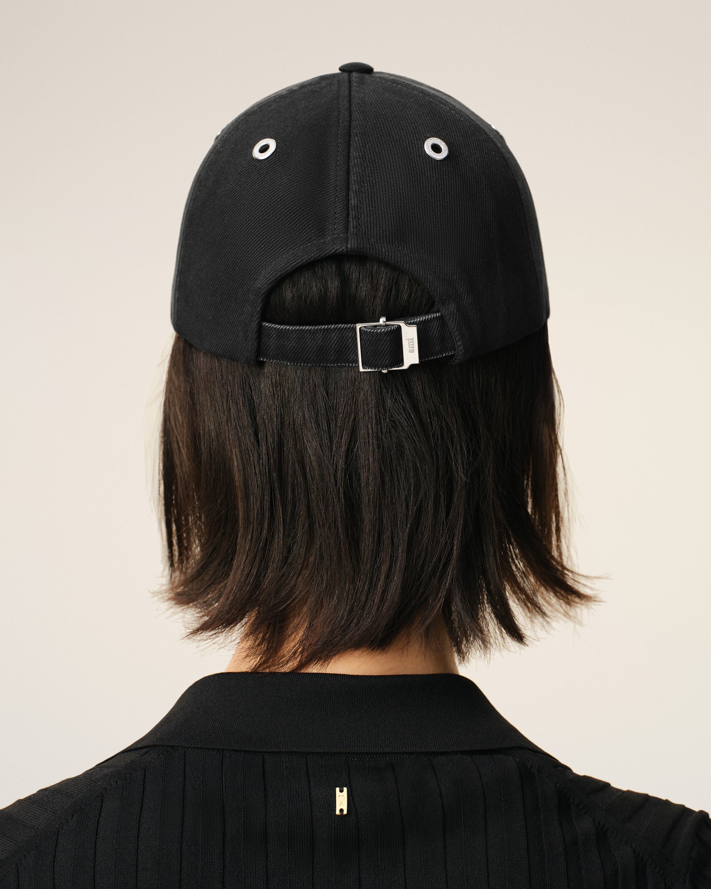 Black Cotton Ami De Coeur Felt Patch Cap