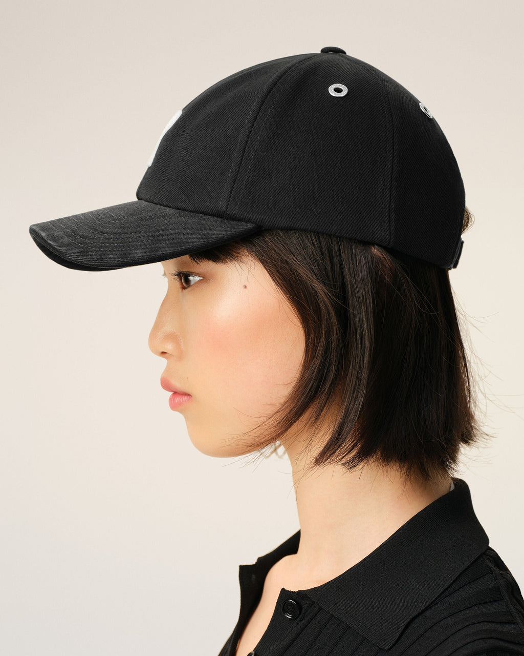 Black Cotton Ami De Coeur Felt Patch Cap