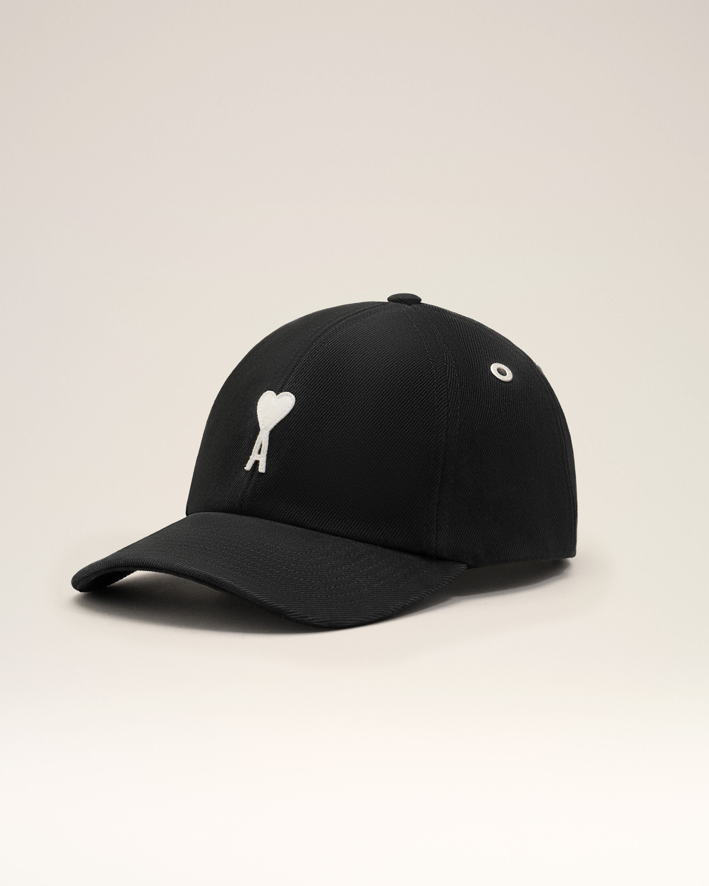Black Cotton Ami De Coeur Felt Patch Cap