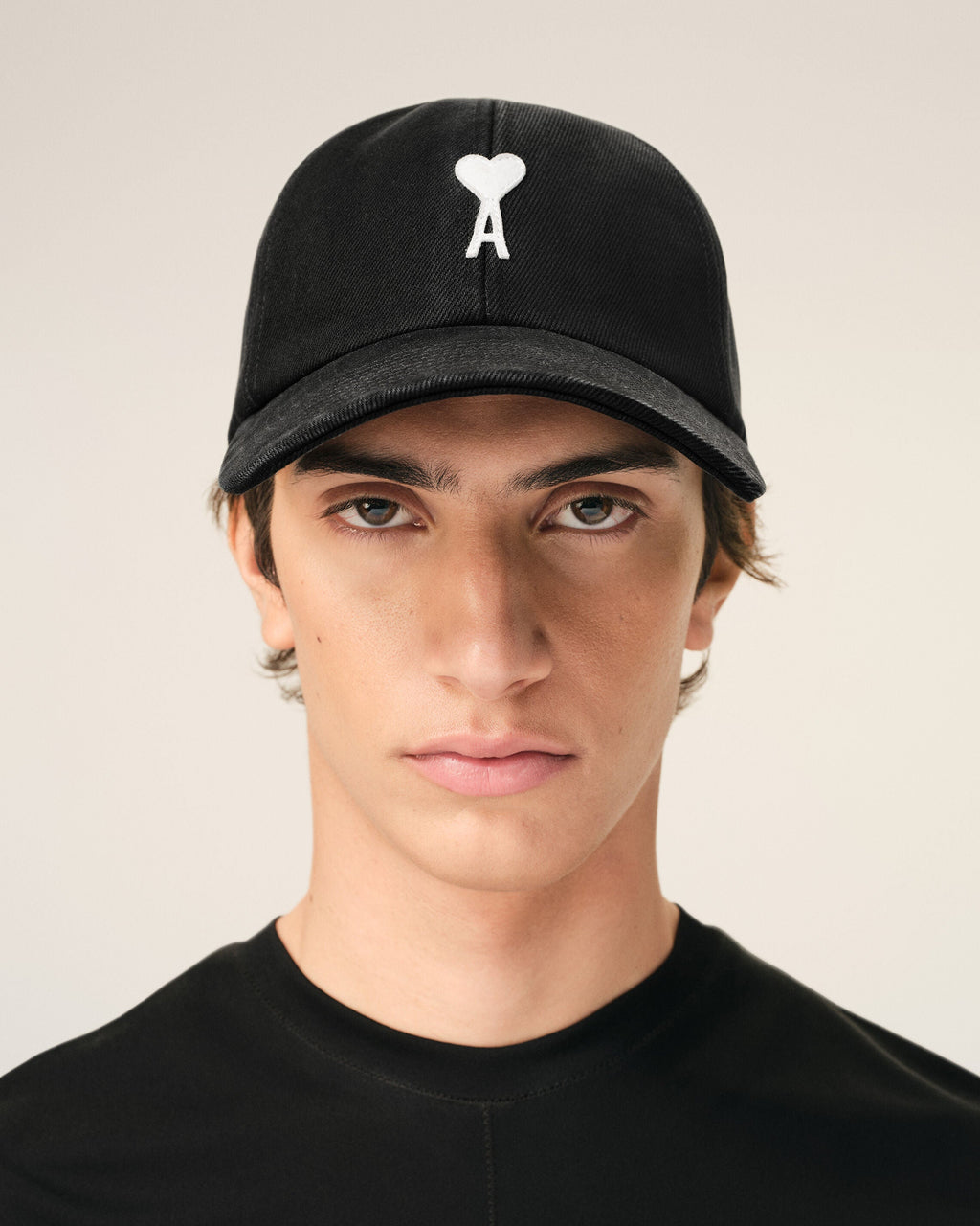 Black Cotton Ami De Coeur Felt Patch Cap