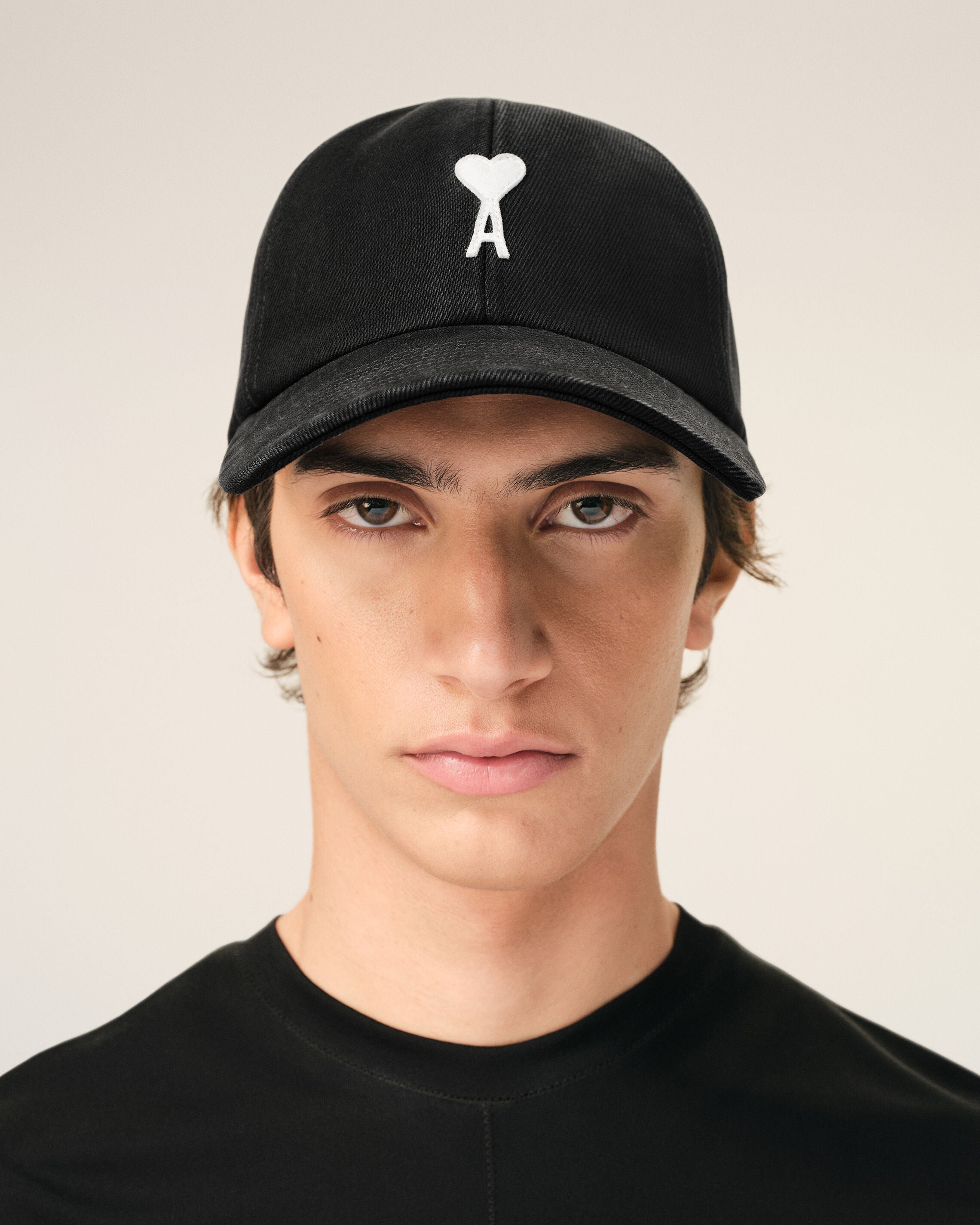 Black Cotton Ami De Coeur Felt Patch Cap