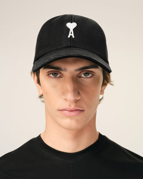 Black Cotton Ami De Coeur Felt Patch Cap