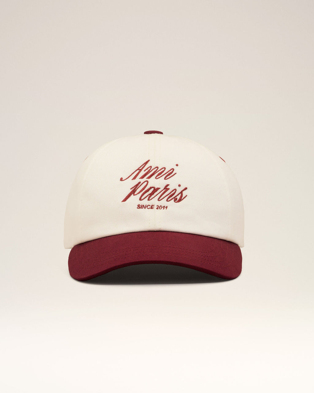 Red And White Bicolor Cotton Ami Paris Cap