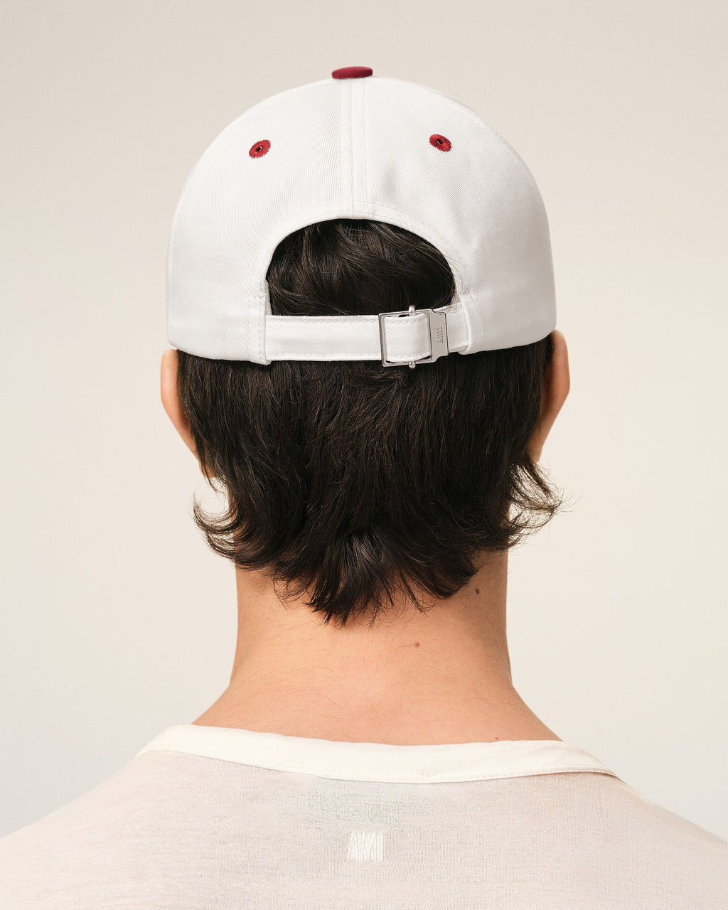 Red And White Bicolor Cotton Ami Paris Cap