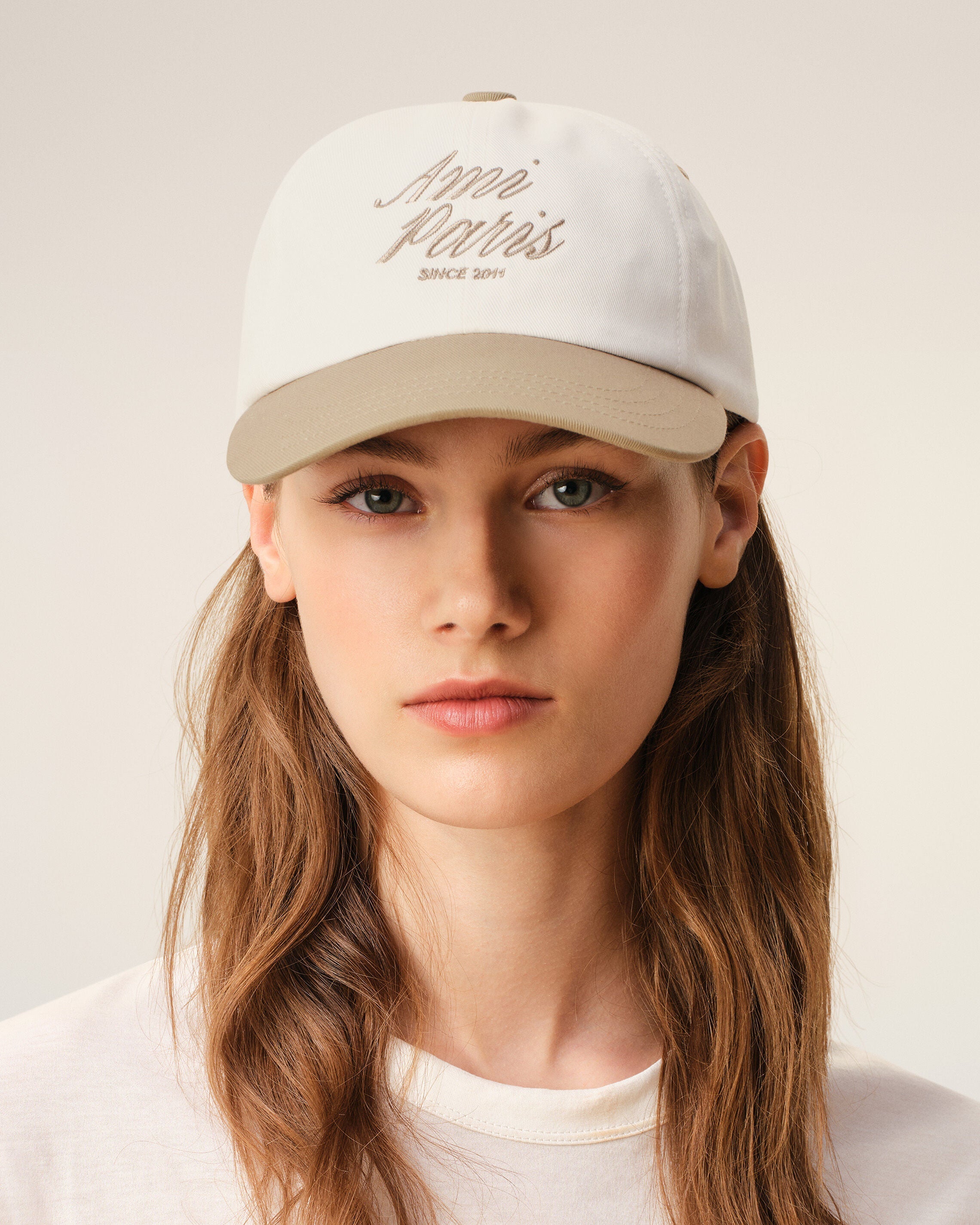 Beige And White Bicolor Cotton Ami Paris Cap