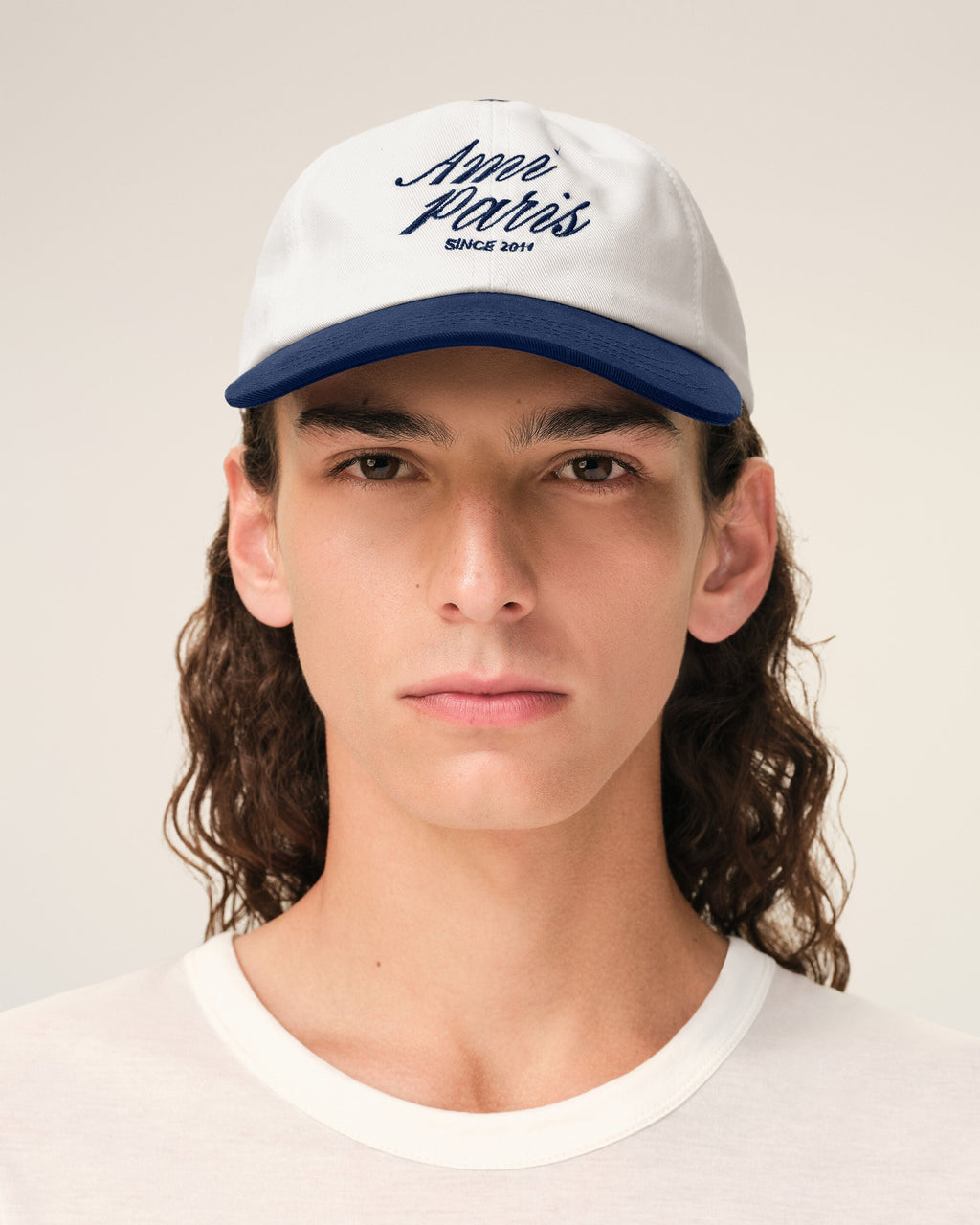 Blue And White Bicolor Cotton Ami Paris Cap