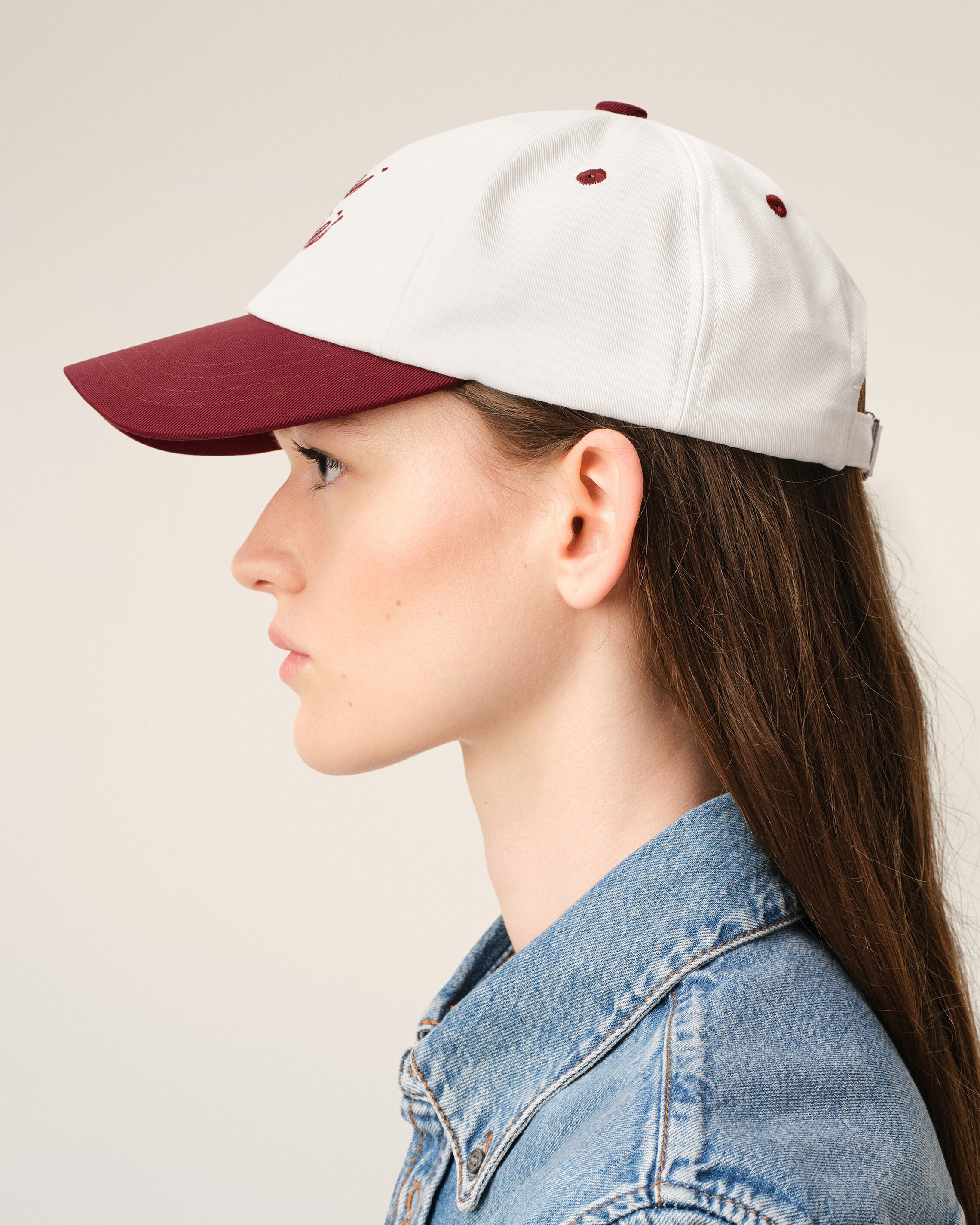 Red And White Bicolor Cotton Ami Paris Cap