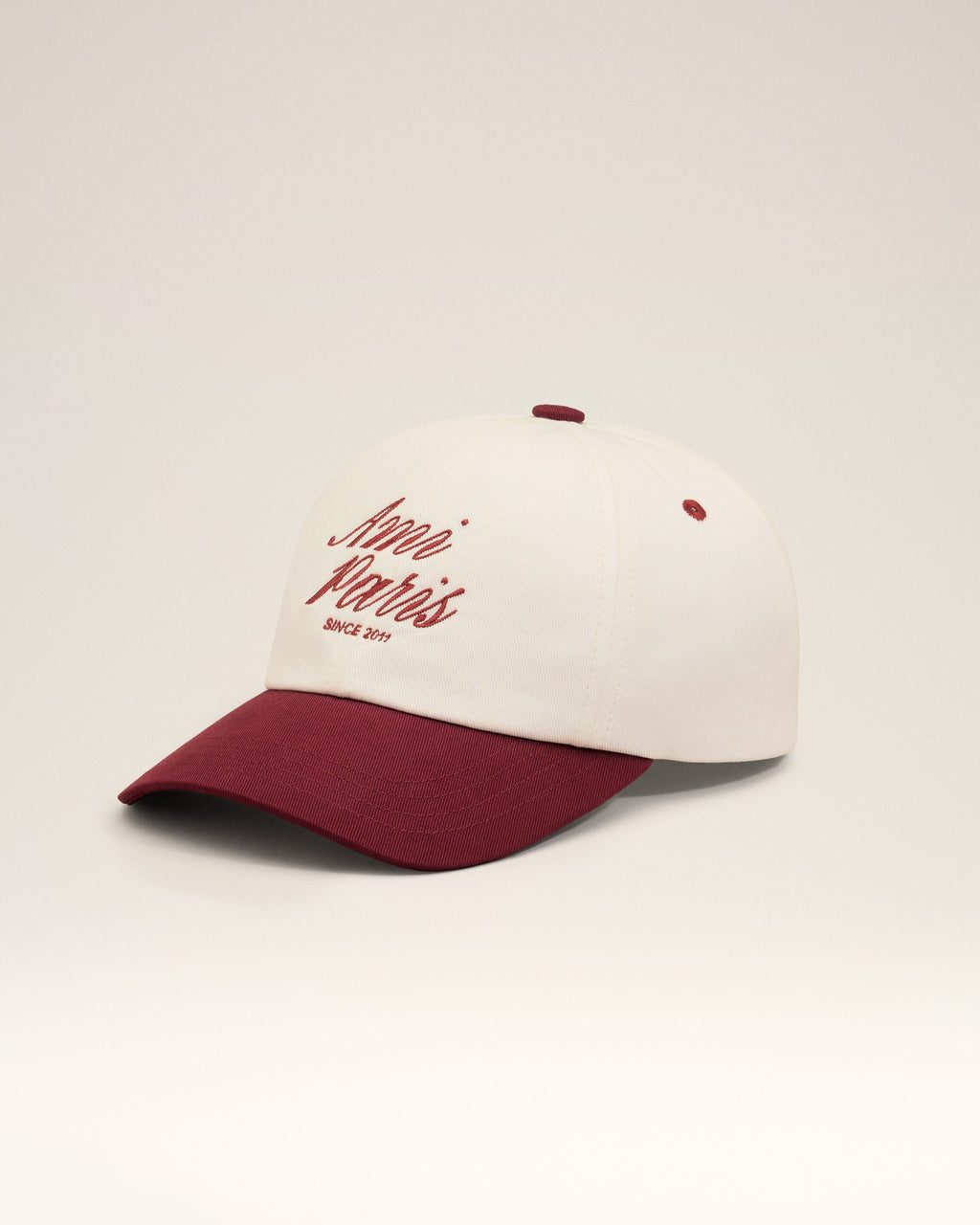 Red And White Bicolor Cotton Ami Paris Cap
