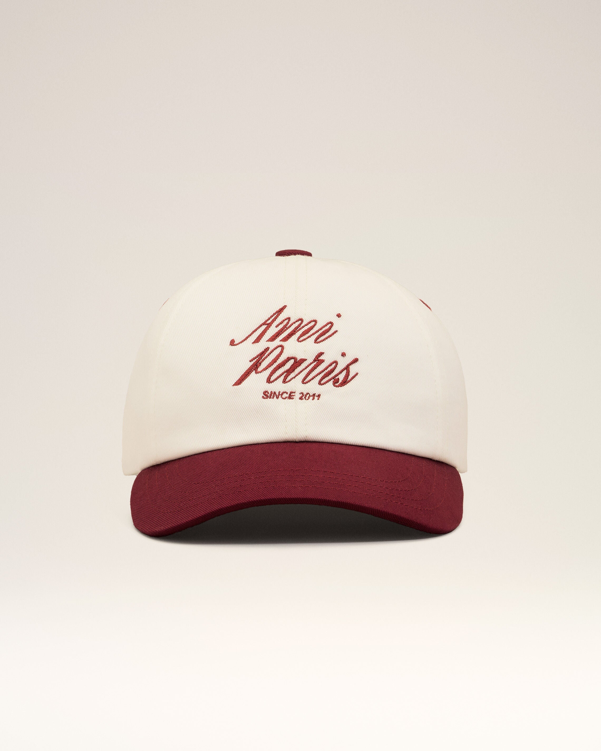 Red And White Bicolor Cotton Ami Paris Cap
