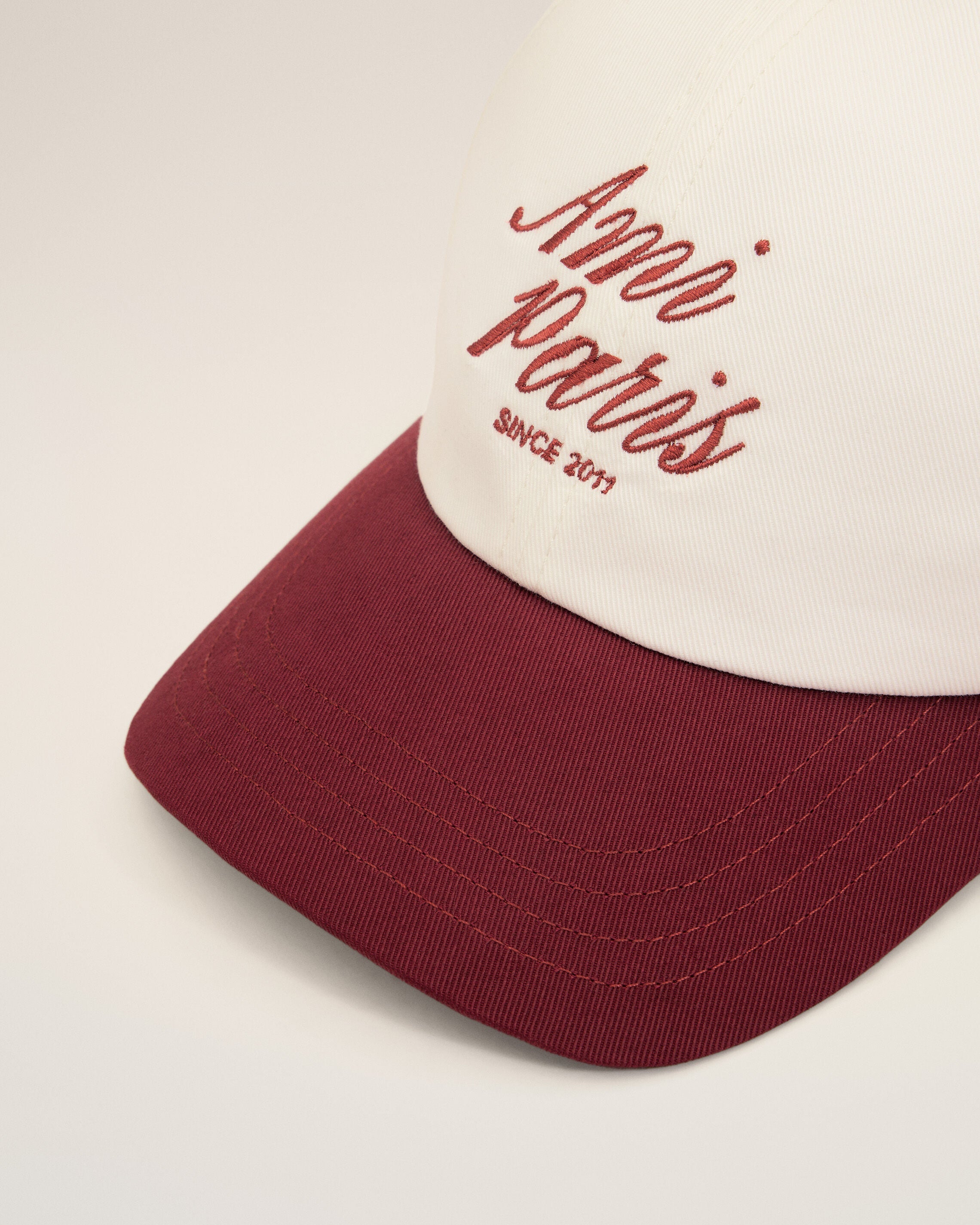 Red And White Bicolor Cotton Ami Paris Cap