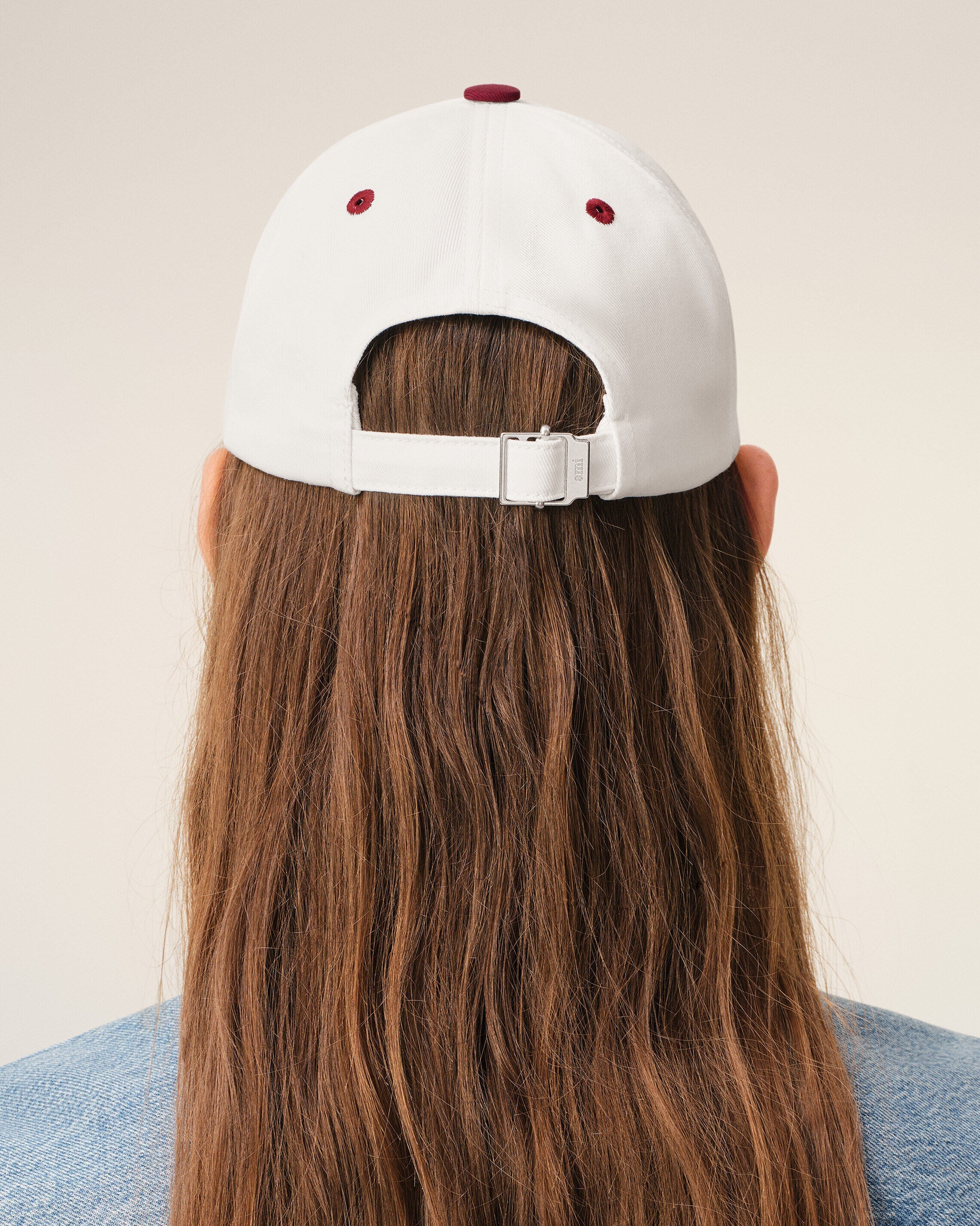 Red And White Bicolor Cotton Ami Paris Cap