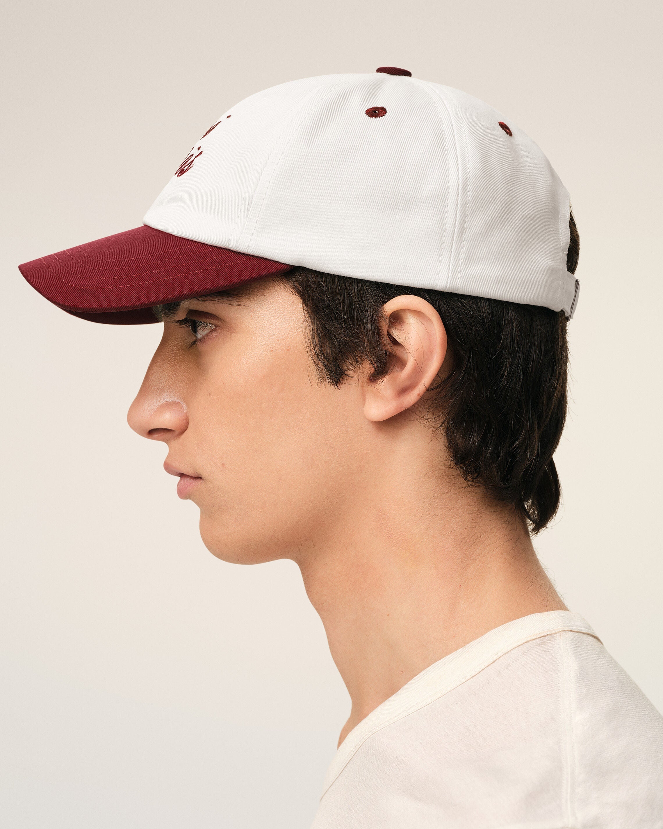 Red And White Bicolor Cotton Ami Paris Cap