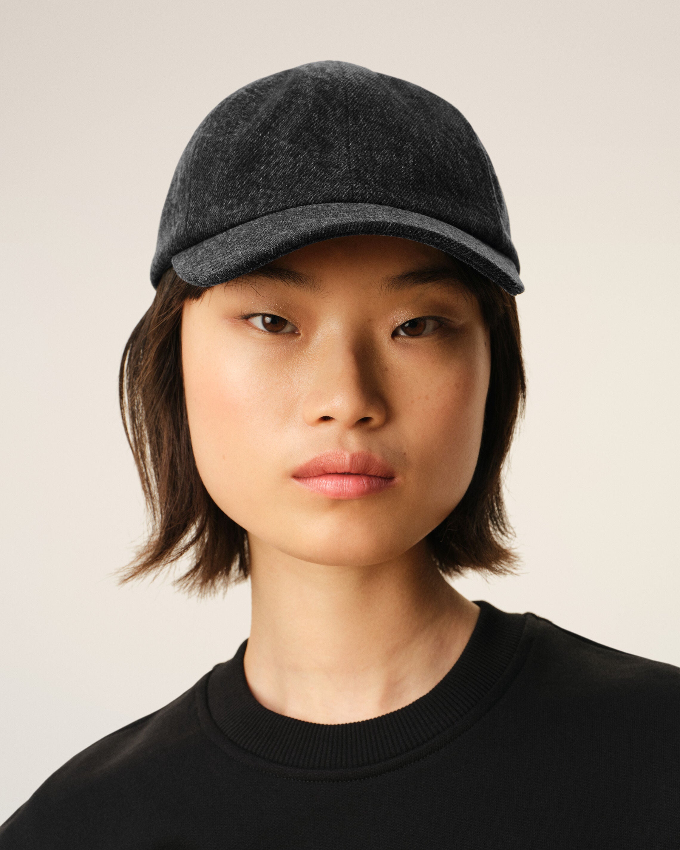 Black Denim Ami Paris Side Patch Cap