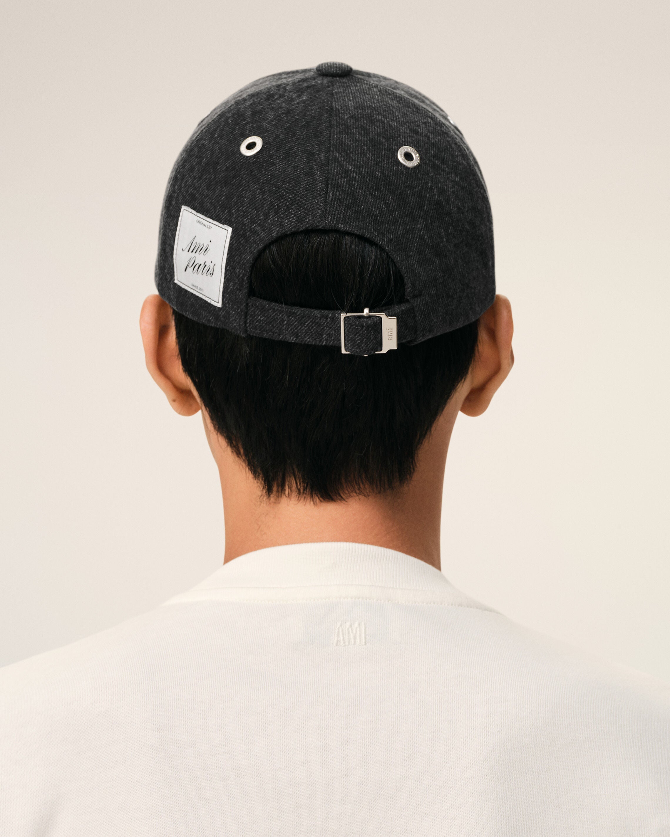Black Denim Ami Paris Side Patch Cap