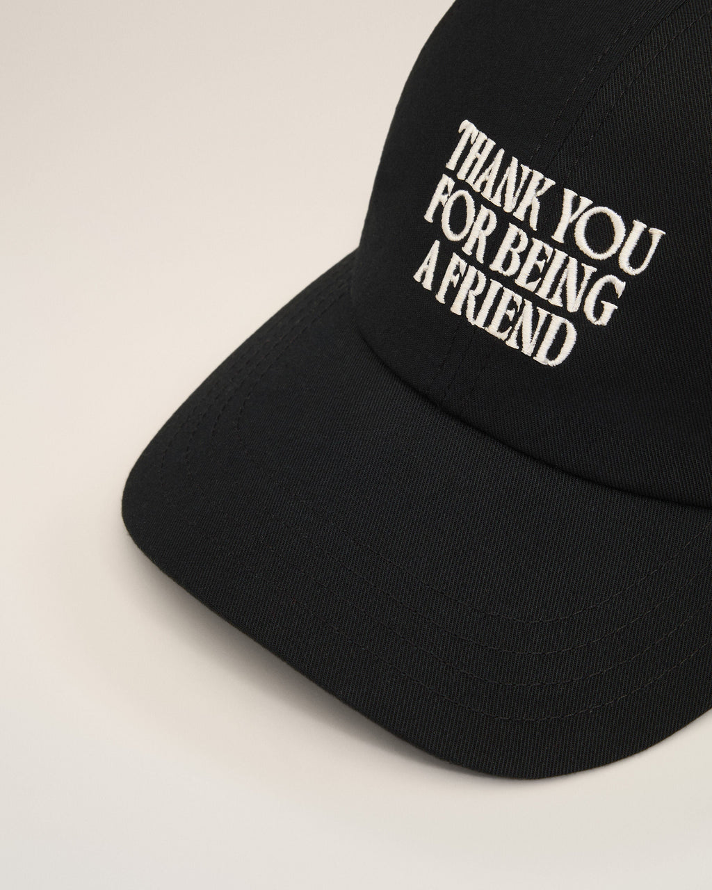 Black Cotton Thank You For Being A Friend Embroidery Cap