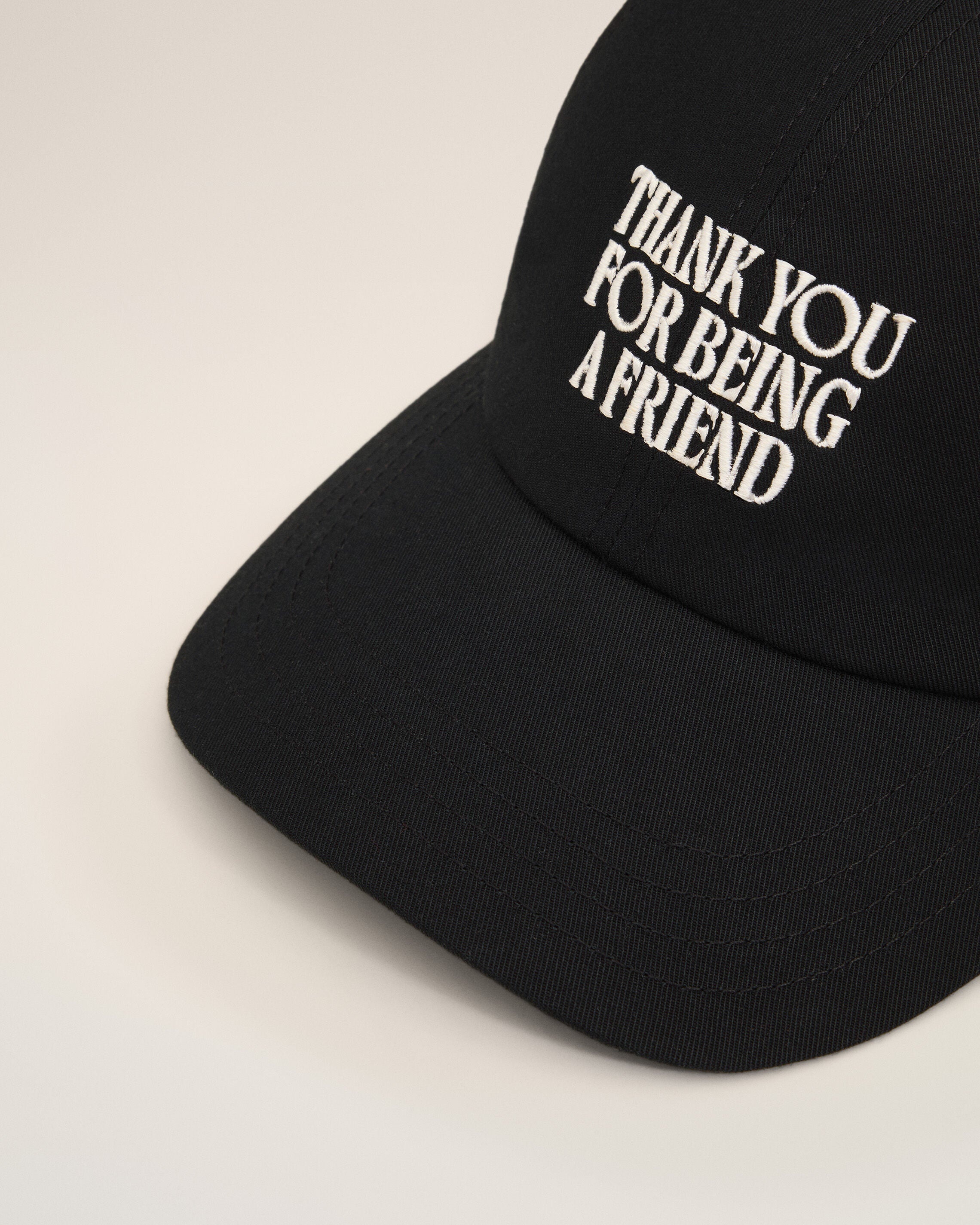 Black Cotton Thank You For Being A Friend Embroidery Cap