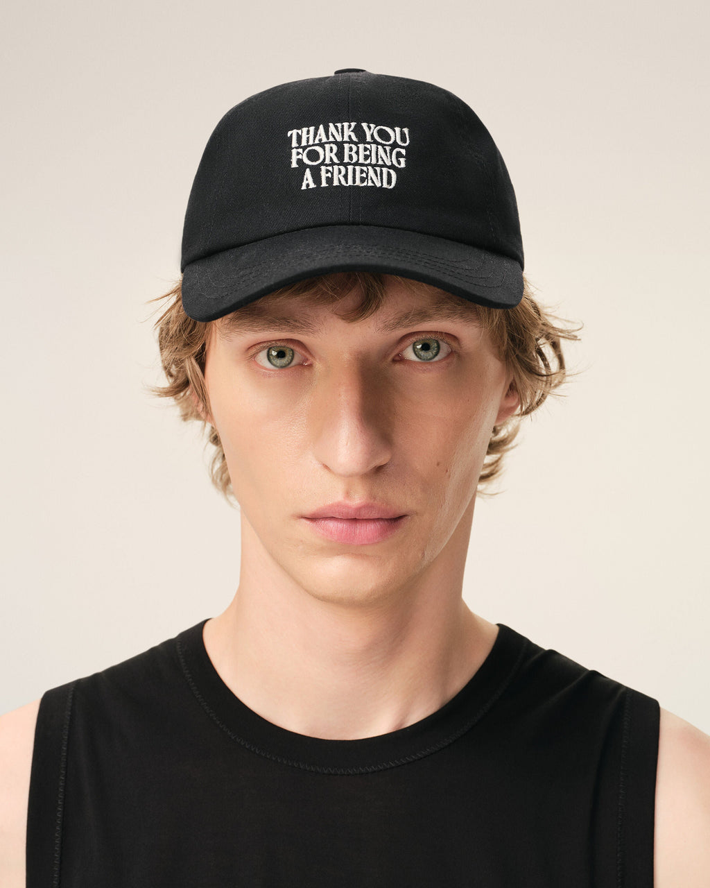 Black Cotton Thank You For Being A Friend Embroidery Cap