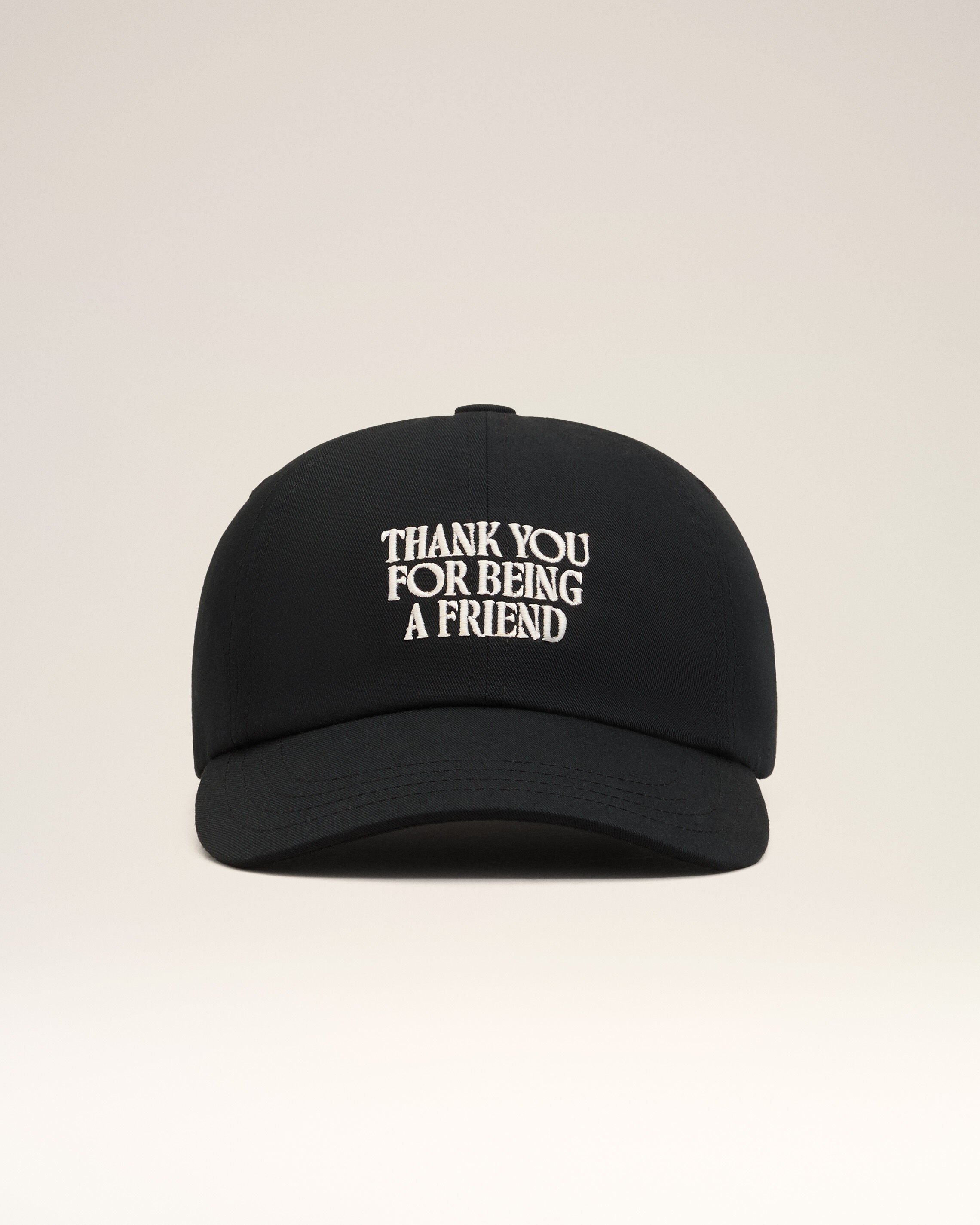 Black Cotton Thank You For Being A Friend Embroidery Cap