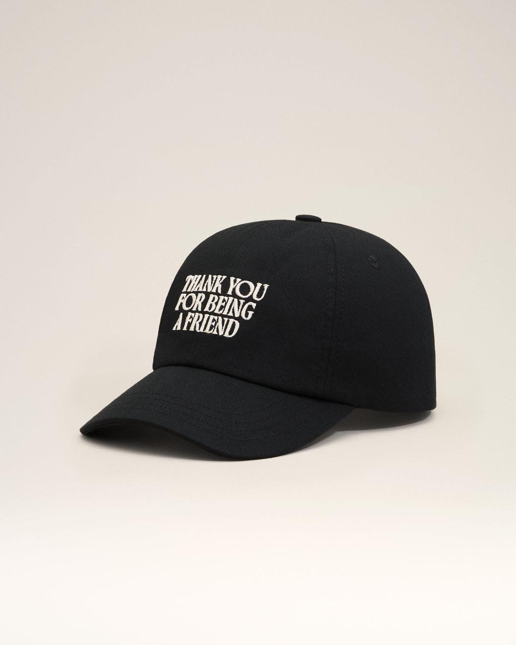 Black Cotton Thank You For Being A Friend Embroidery Cap