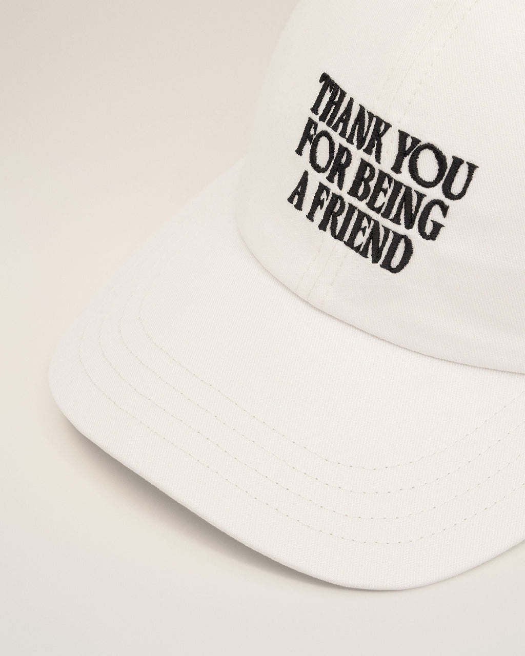 White Cotton Thank You For Being A Friend Embroidery Cap