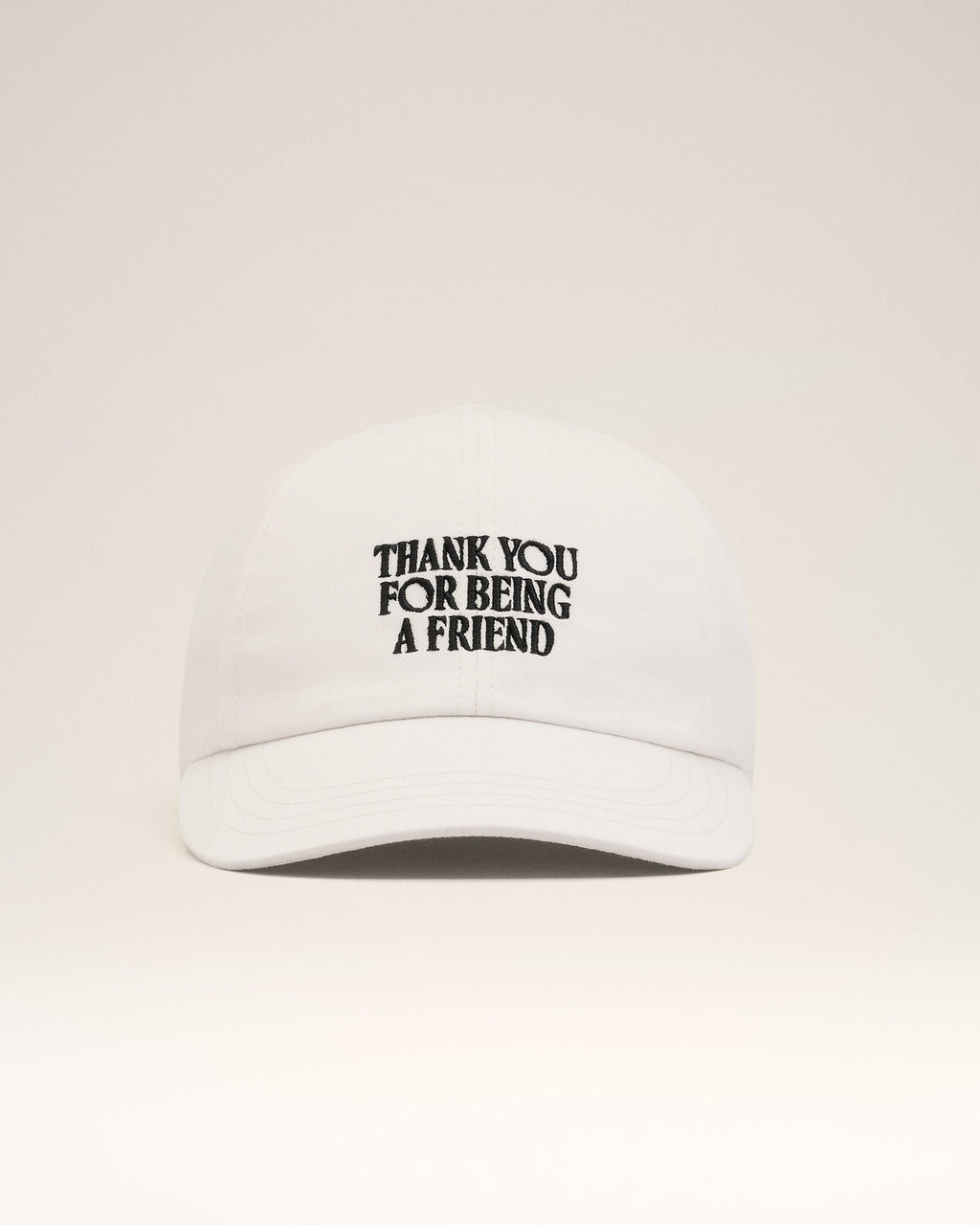White Cotton Thank You For Being A Friend Embroidery Cap