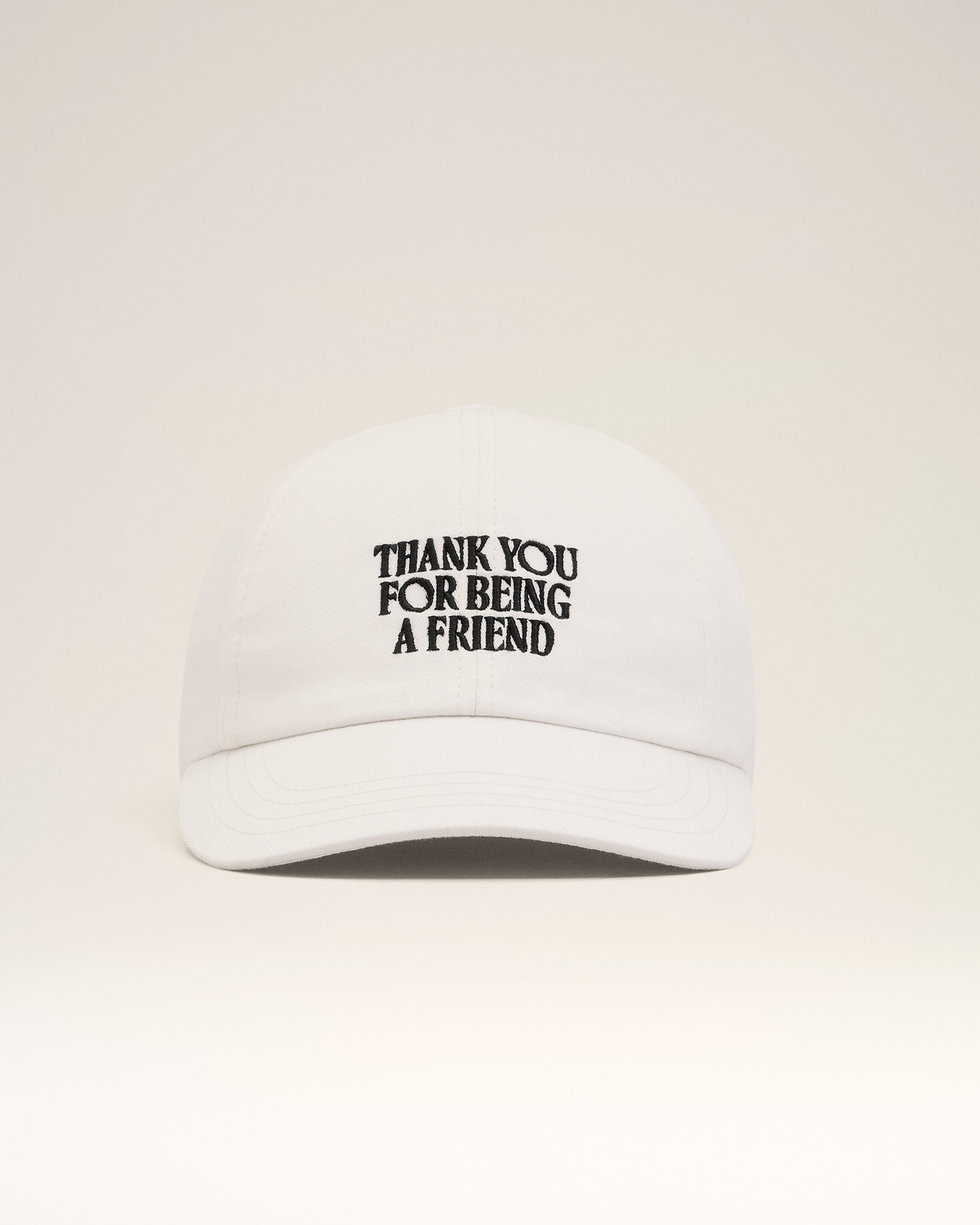 White Cotton Thank You For Being A Friend Embroidery Cap