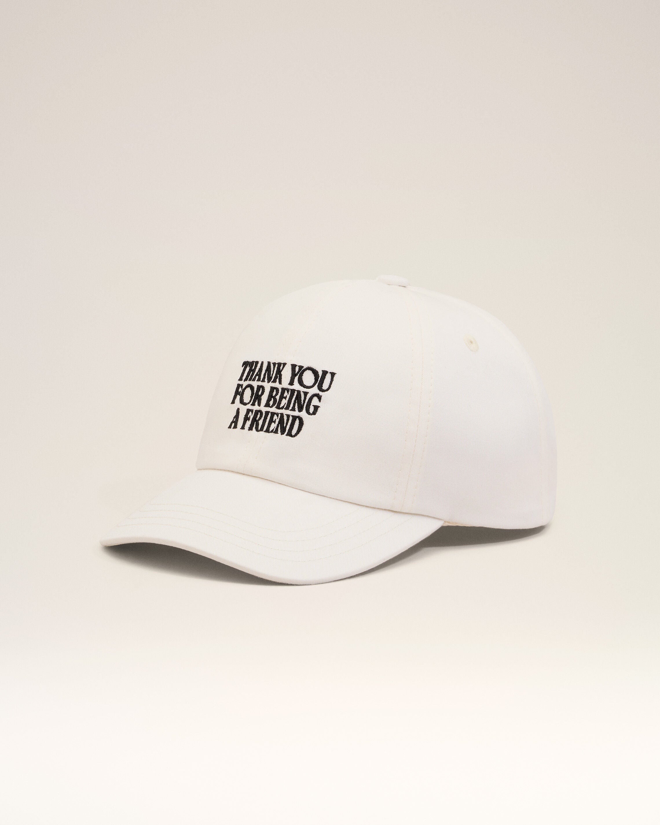 White Cotton Thank You For Being A Friend Embroidery Cap