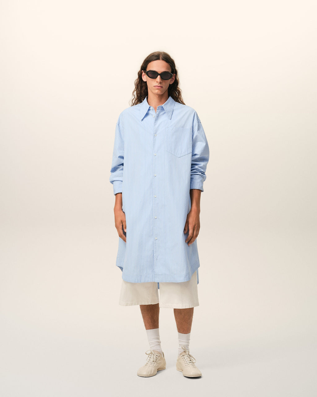 Blue Cotton Ami De Coeur Wide Shirt Dress