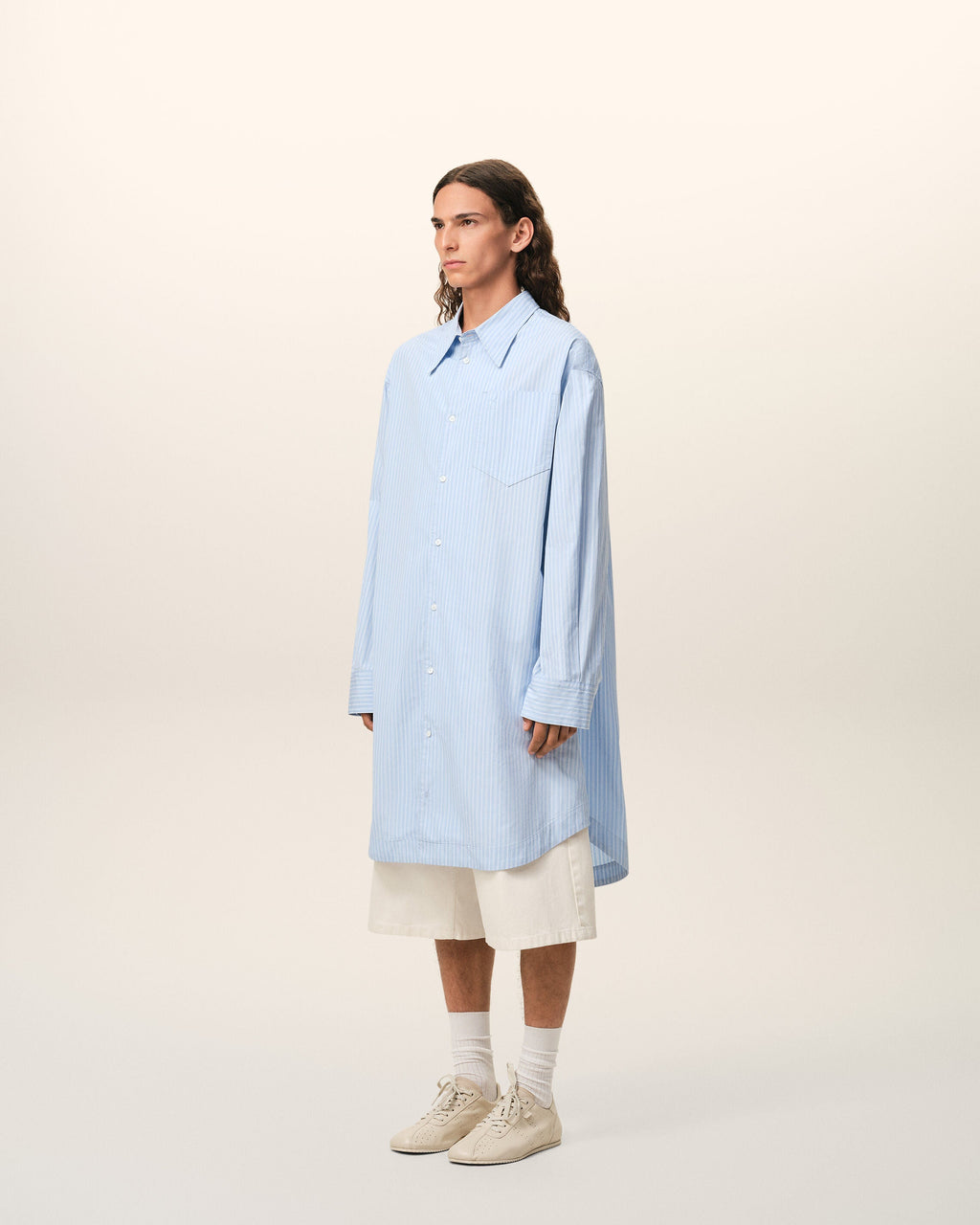 Blue Cotton Ami De Coeur Wide Shirt Dress