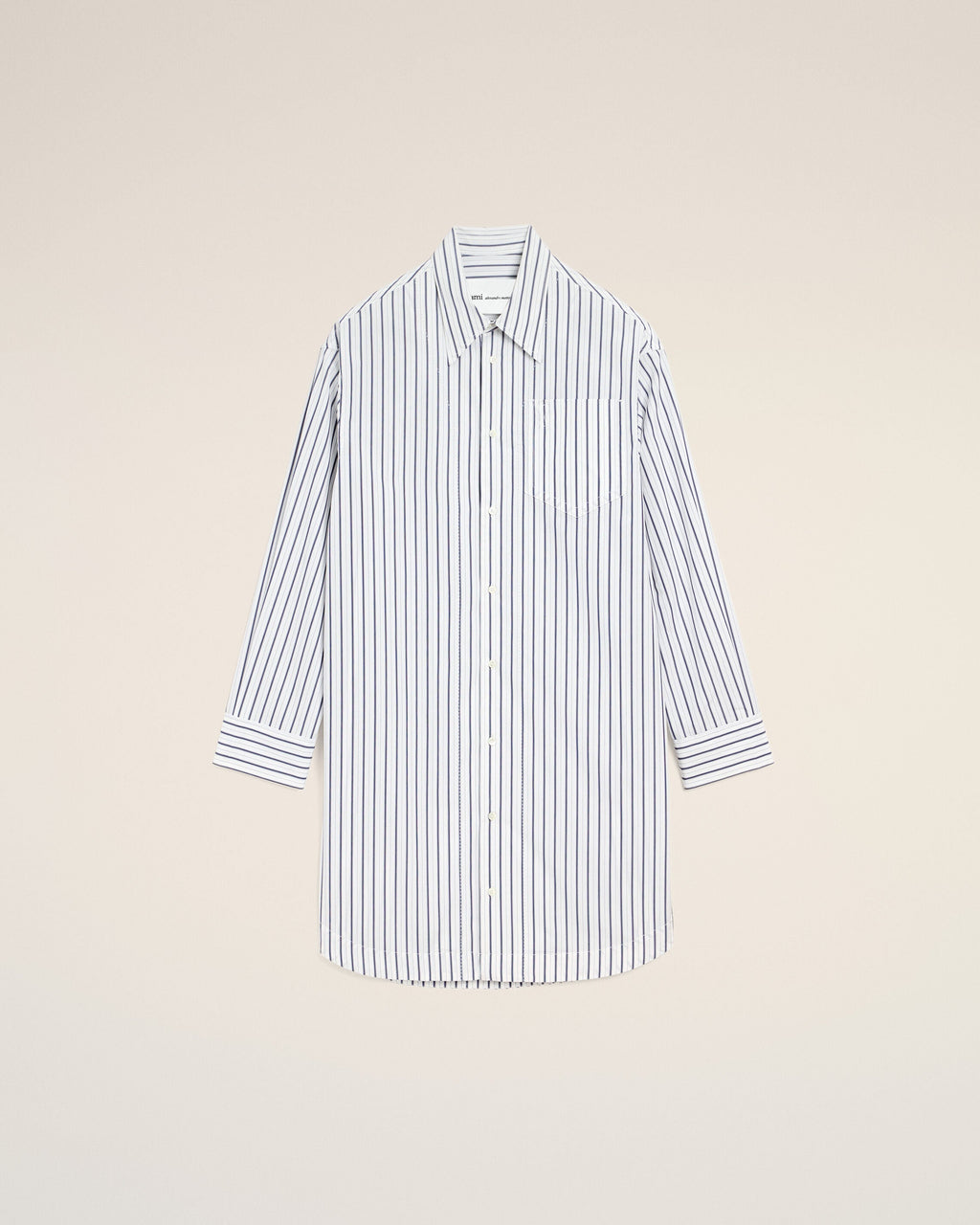 White Striped Cotton Ami De Coeur Wide Shirt Dress