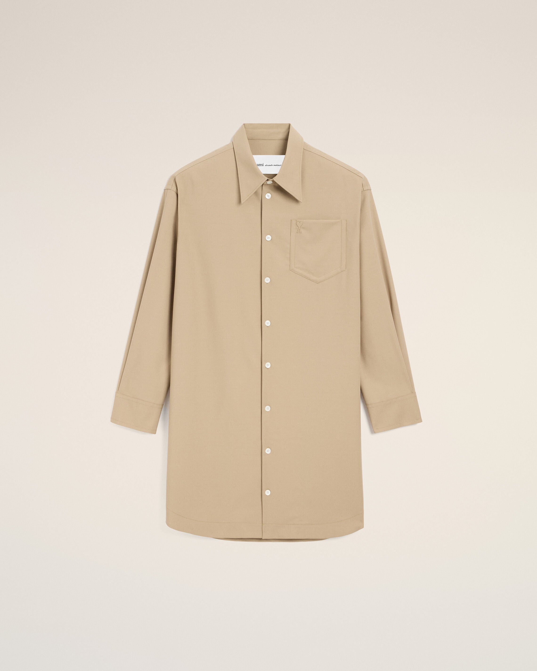 Beige New Wool Ami De Coeur Wide Shirt Dress
