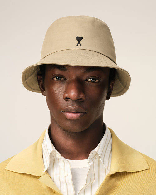 Beige Cotton Ami De Coeur Bucket Hat