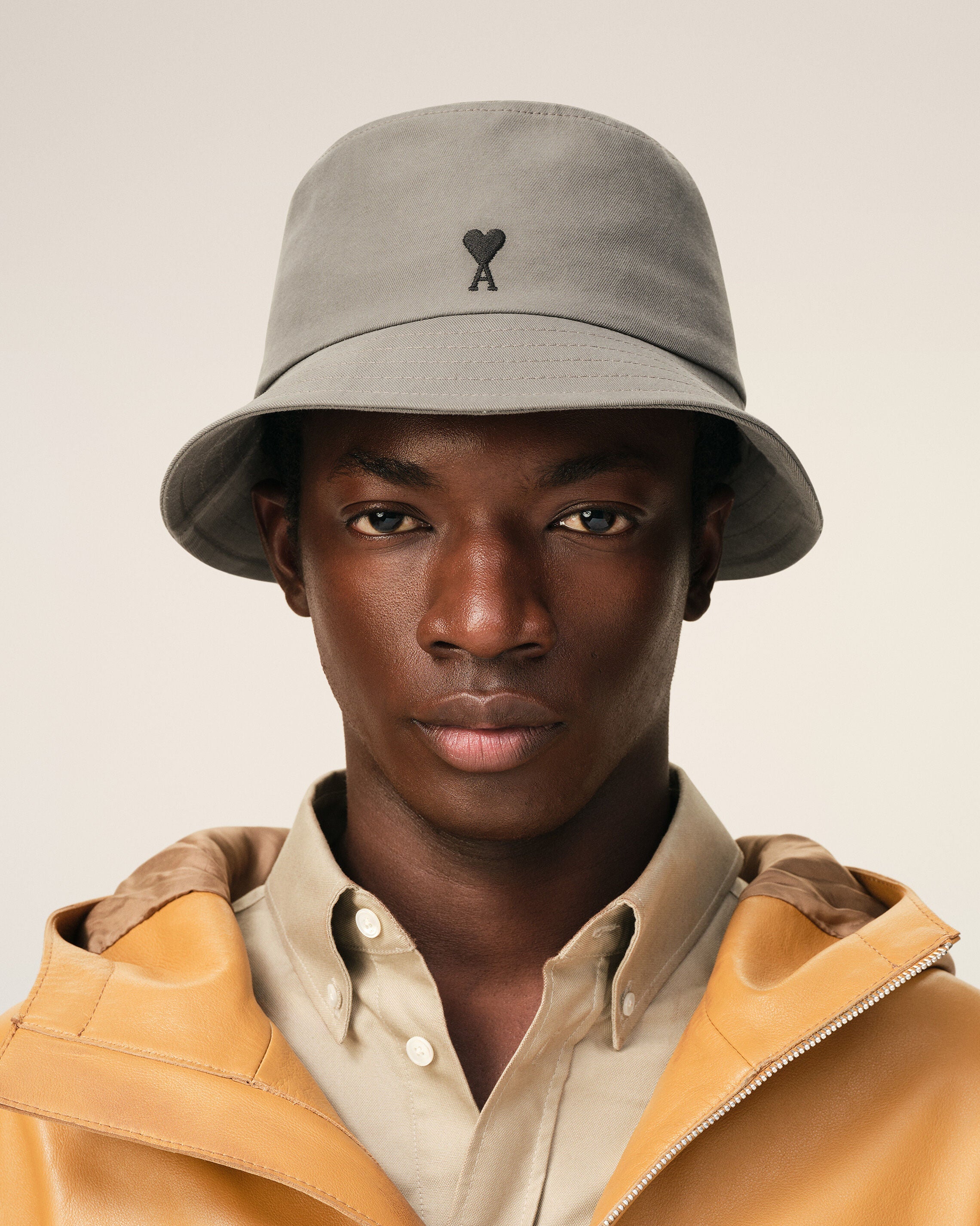 Grey Cotton Ami De Coeur Bucket Hat