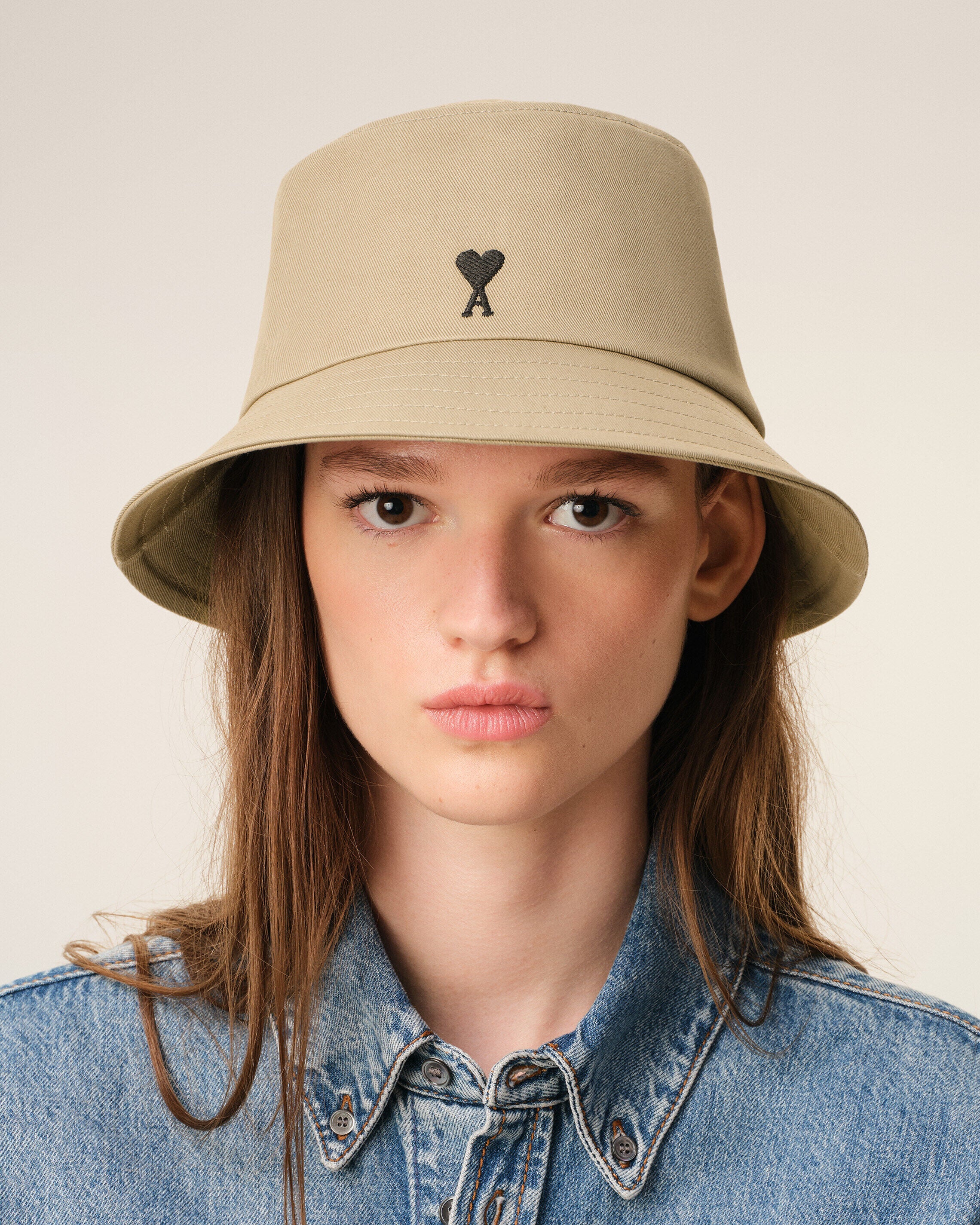 Beige Cotton Ami De Coeur Bucket Hat