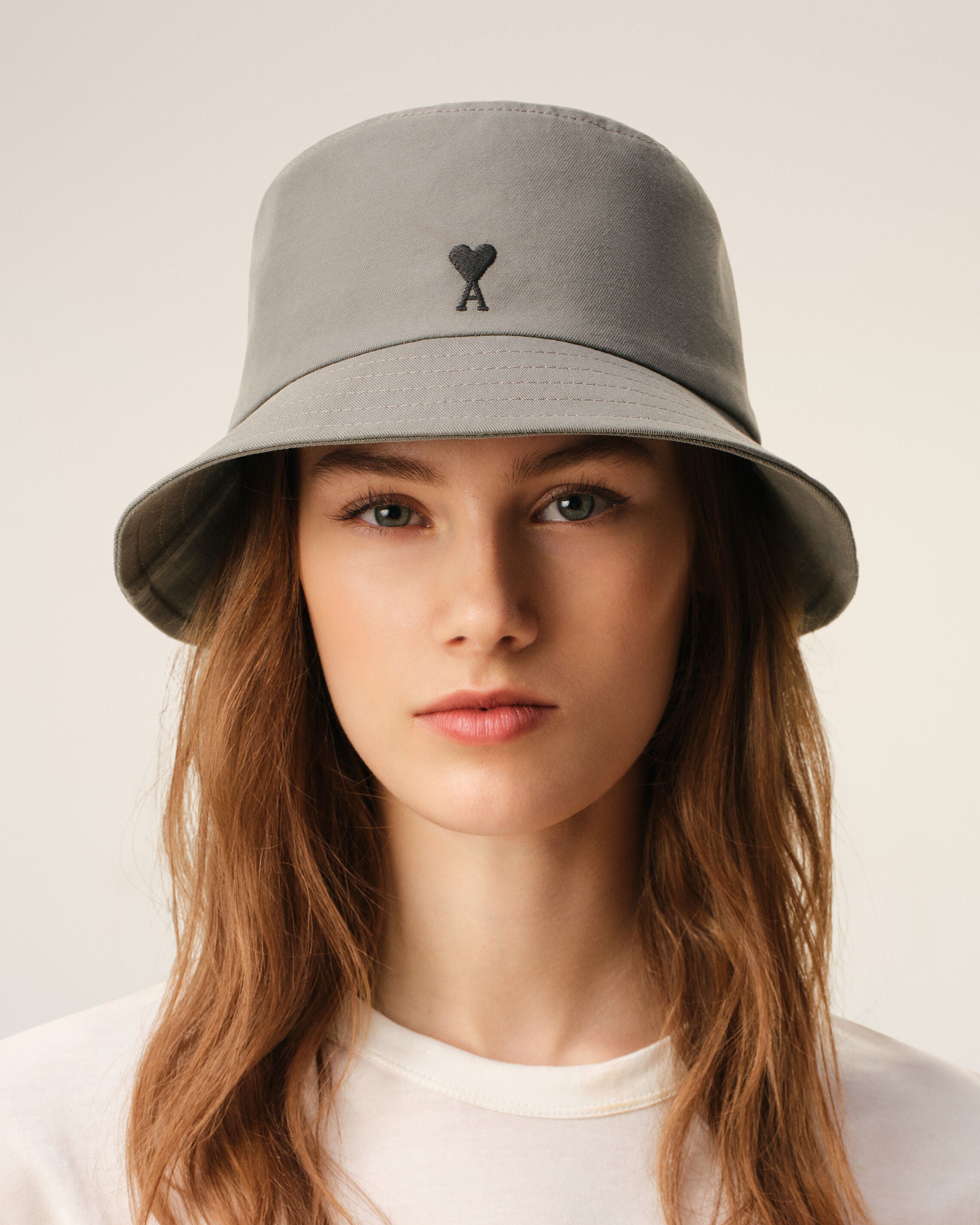 Grey Cotton Ami De Coeur Bucket Hat