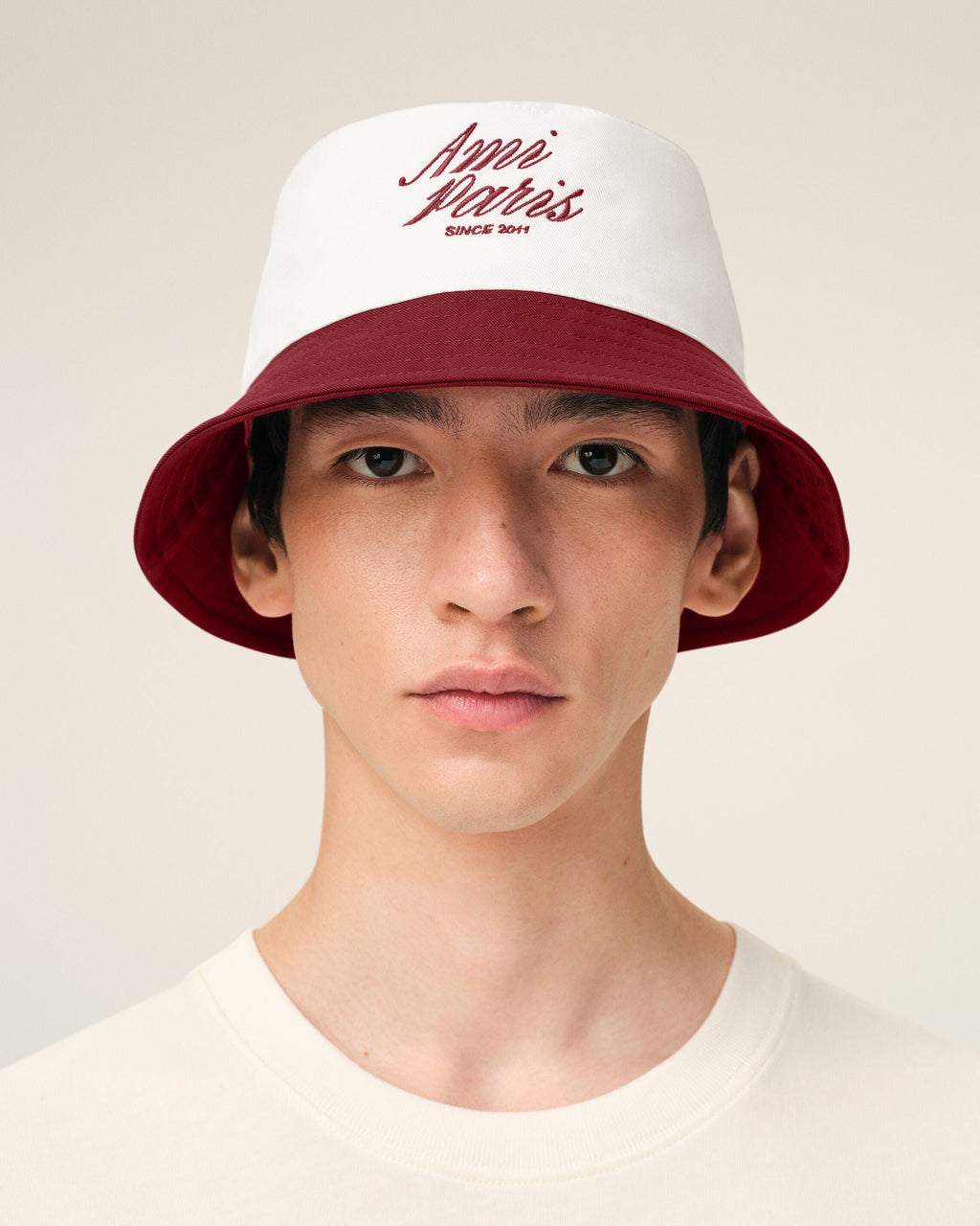 Red And White Cotton Ami Paris Hat