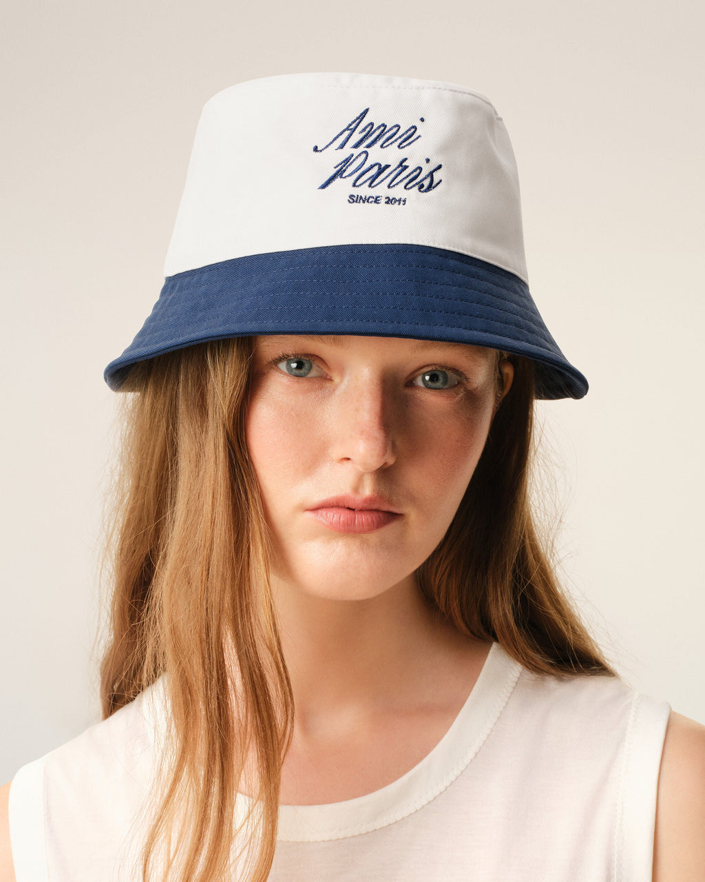 Blue And White Cotton Ami Paris Hat