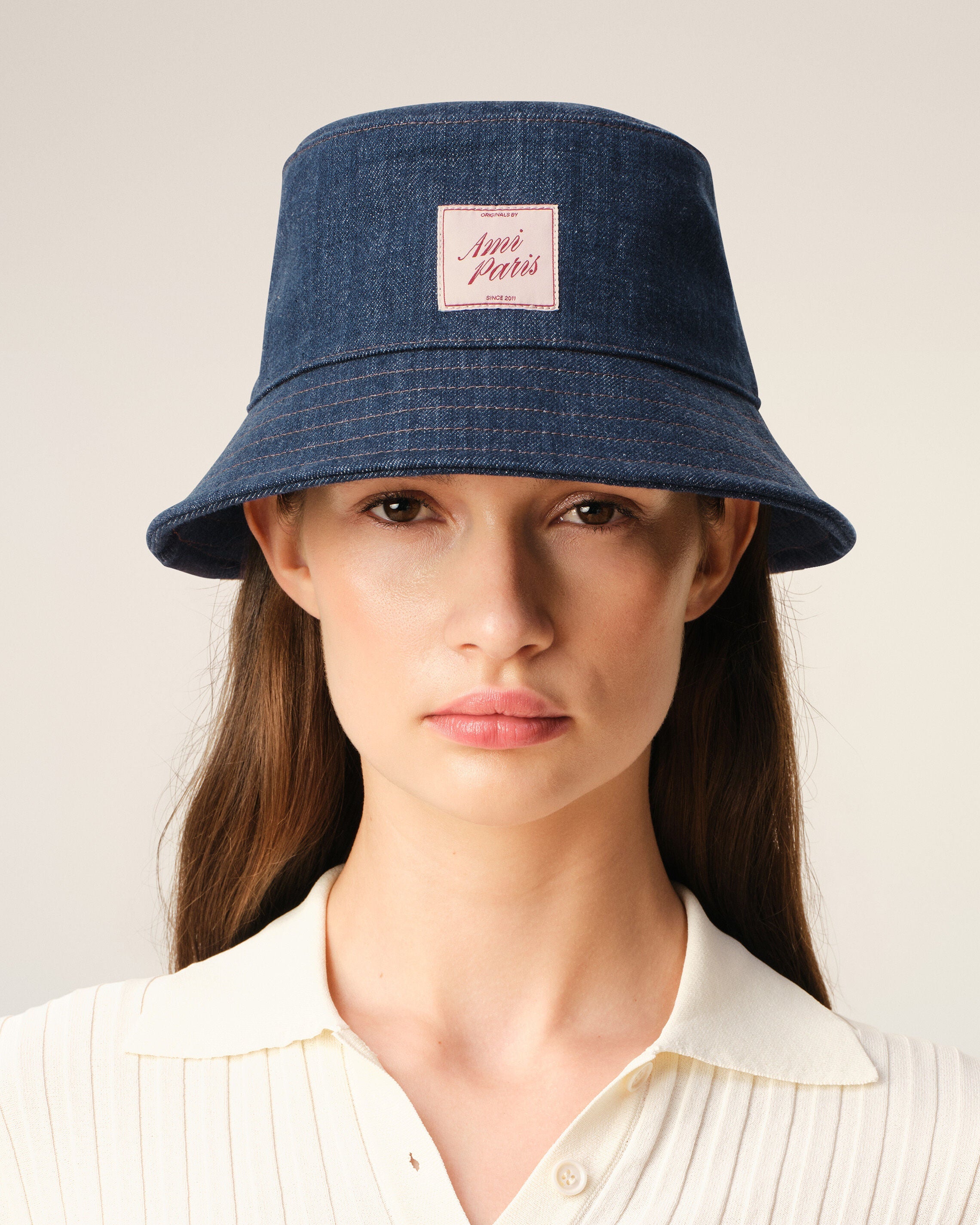 Blue Denim Cotton Ami Paris Heritage Patch Hat