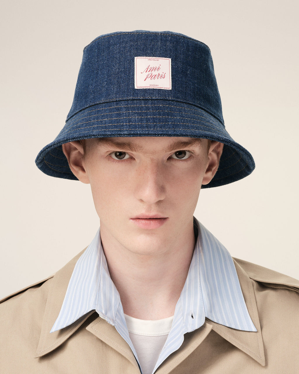 Blue Denim Cotton Ami Paris Heritage Patch Hat