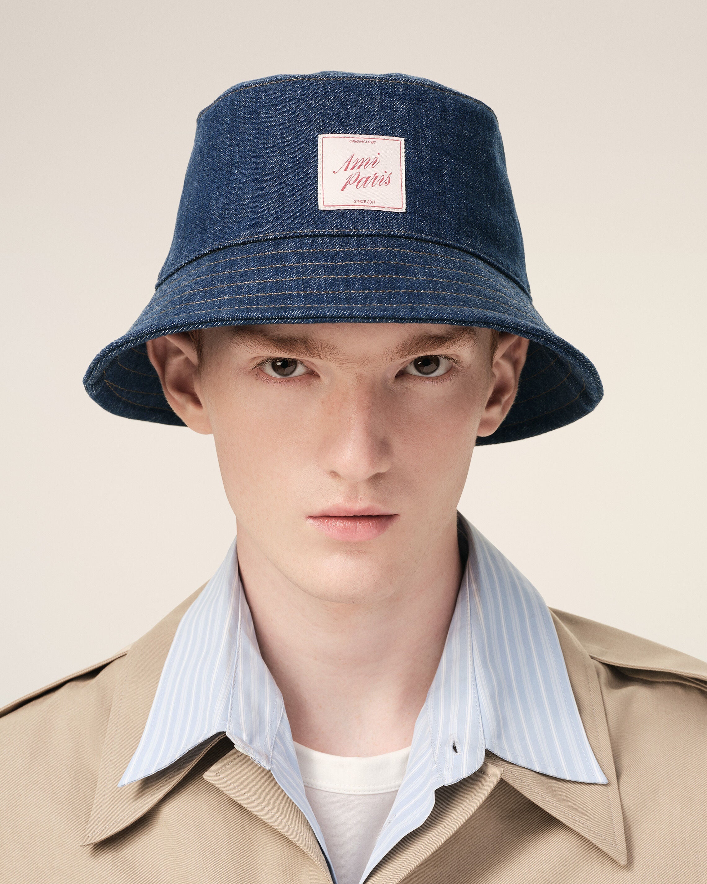 Blue Denim Cotton Ami Paris Heritage Patch Hat