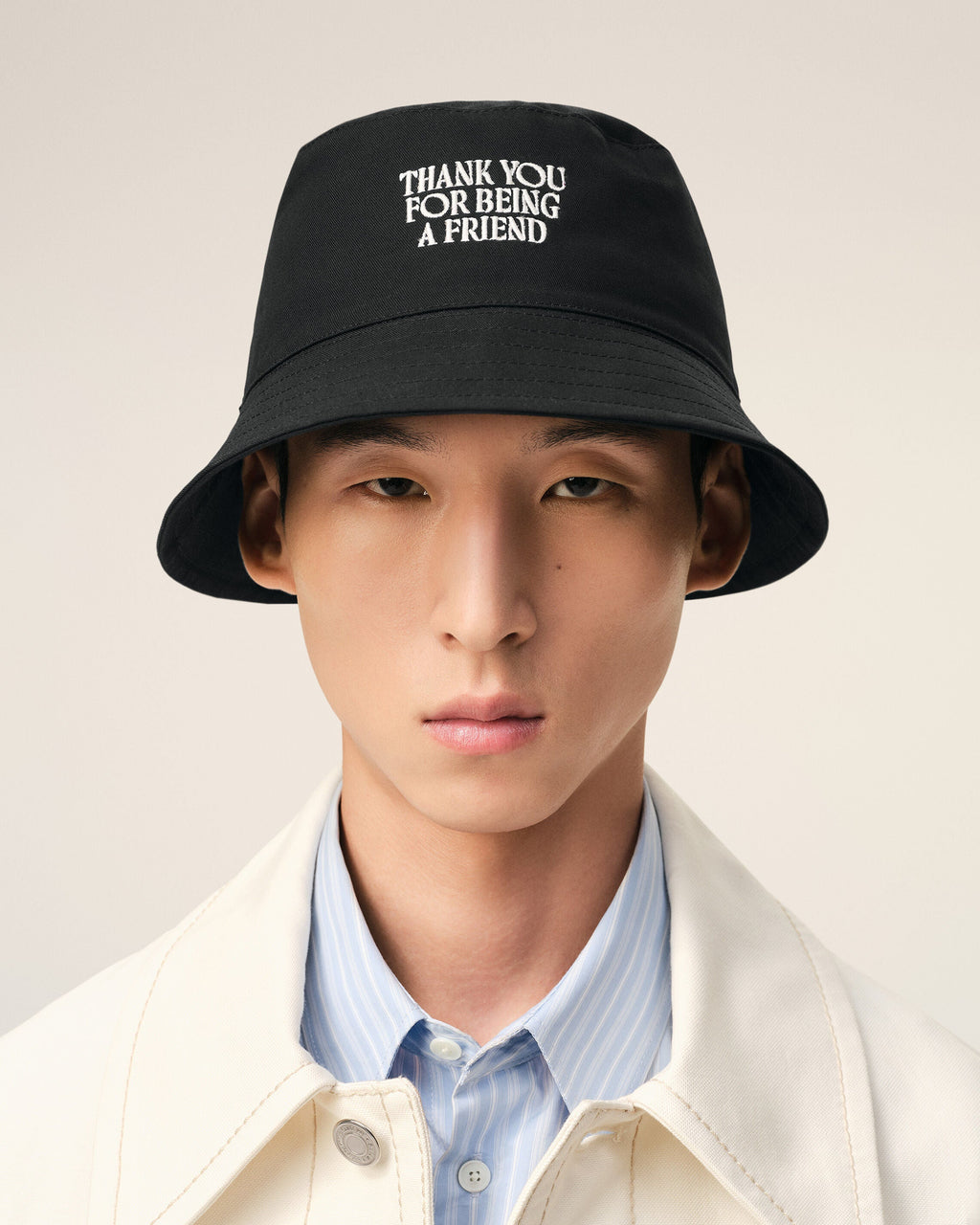 Black Cotton Thank You For Being A Friend Embroidery Hat