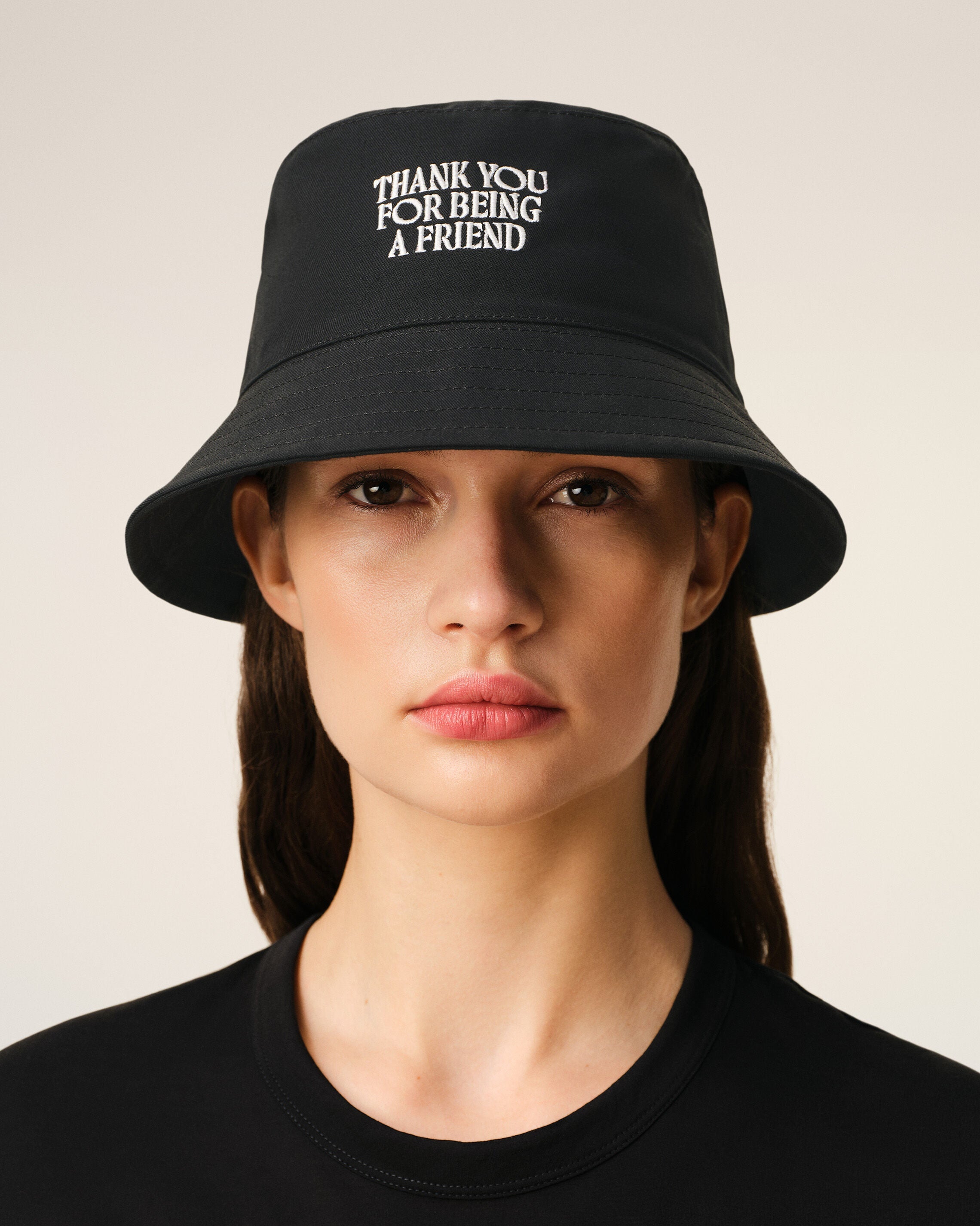 Black Cotton Thank You For Being A Friend Embroidery Hat
