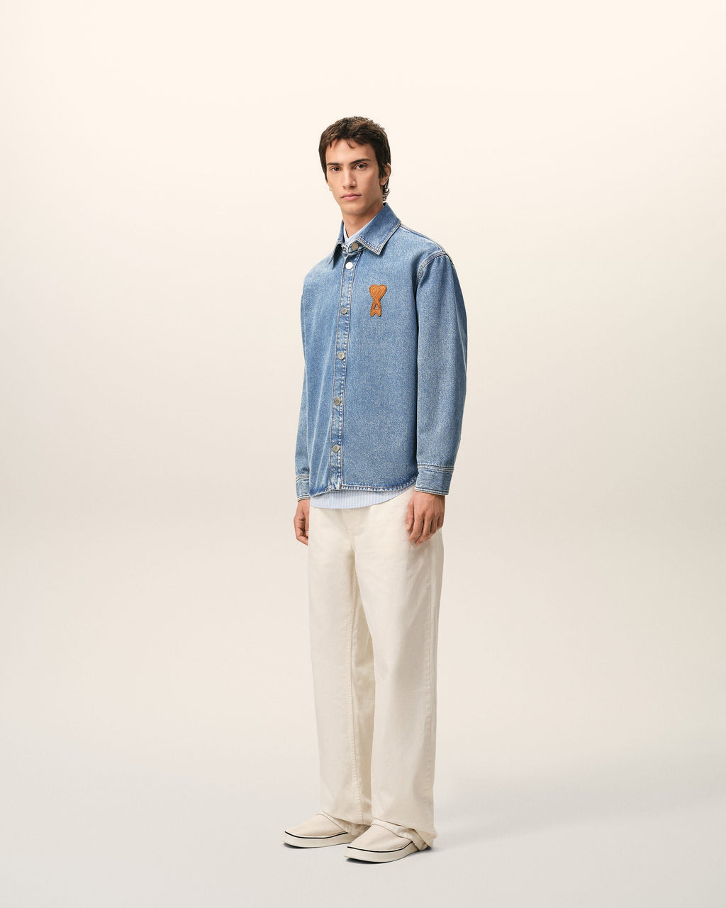 Blue Cotton Knitted Ami De Coeur Overshirt