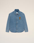 Blue Cotton Knitted Ami De Coeur Overshirt