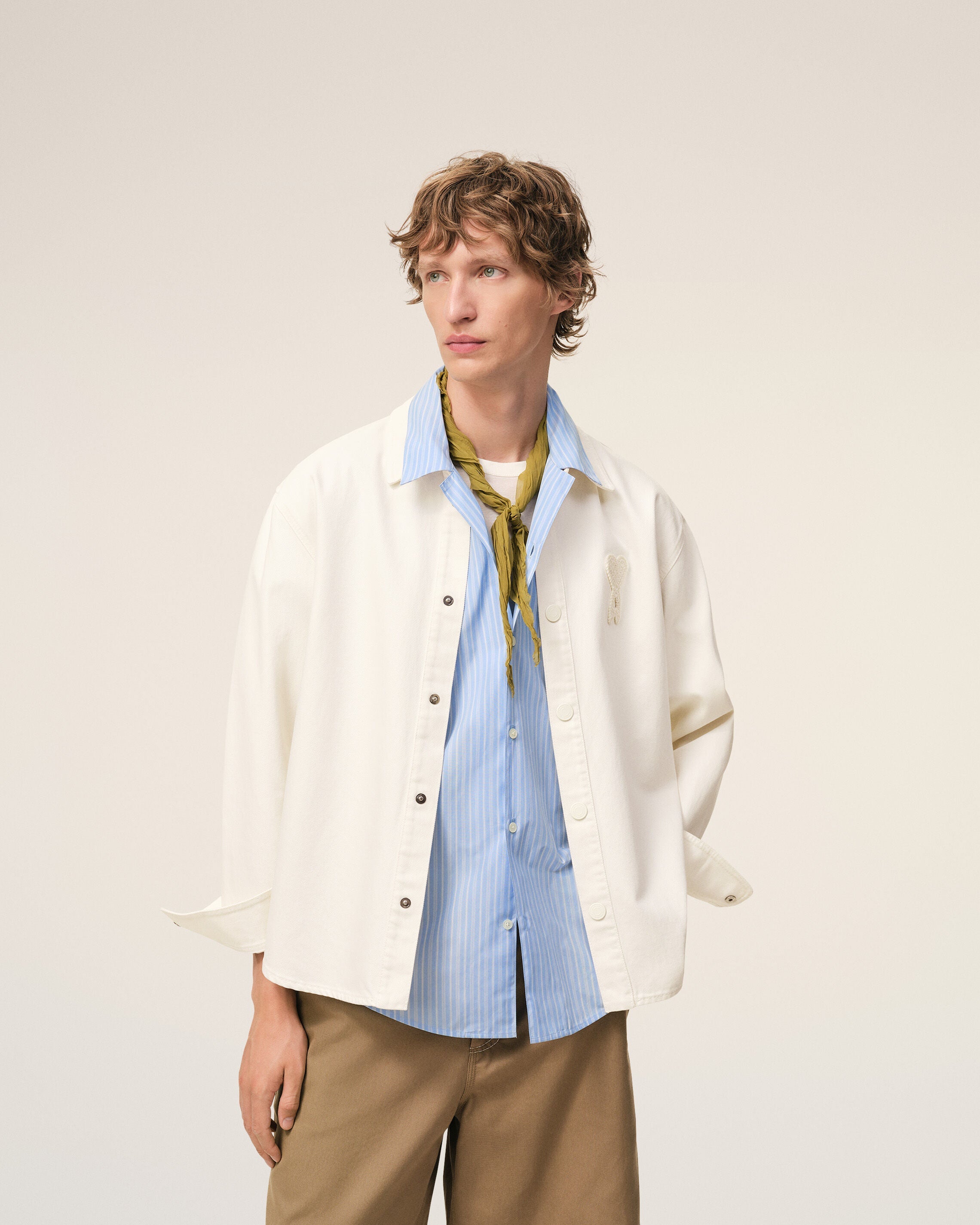 White Cotton Knitted Ami De Coeur Overshirt