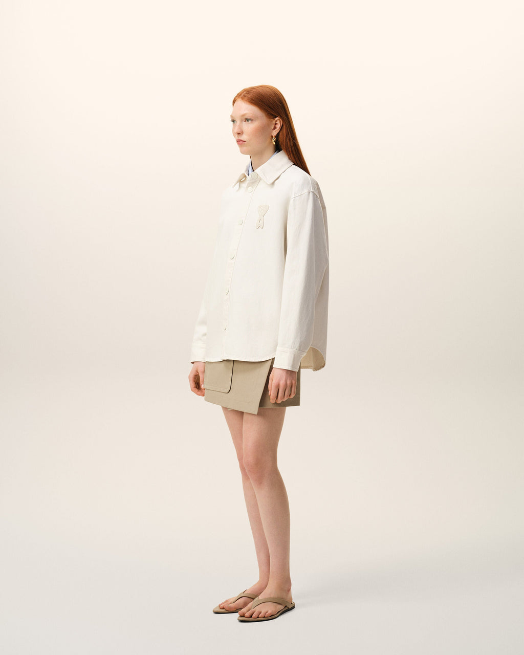 White Cotton Knitted Ami De Coeur Overshirt