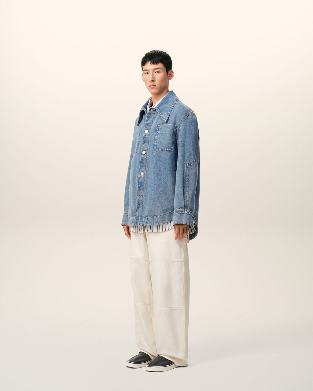 Blue Cotton Ami De Coeur Worker Overshirt