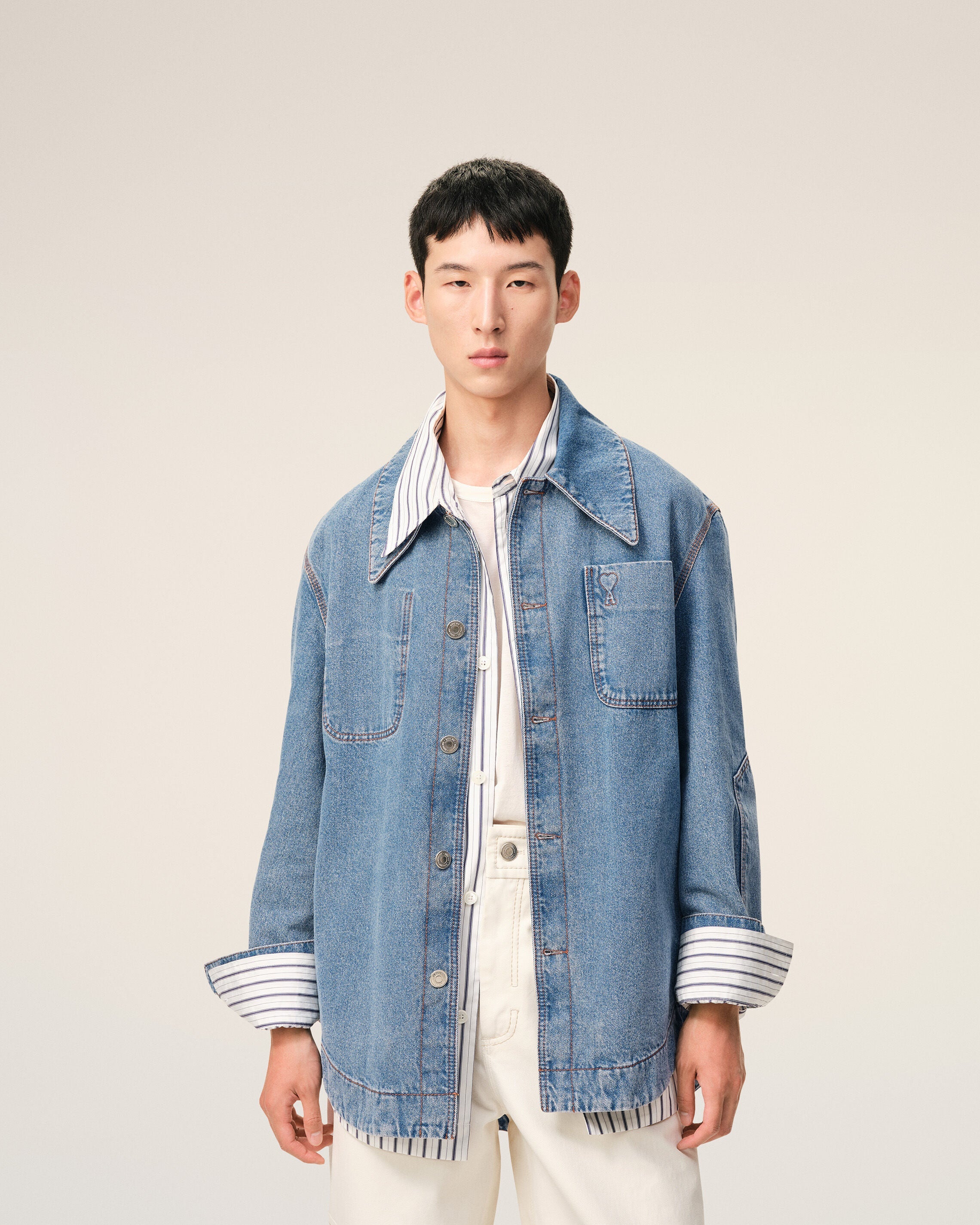 Blue Cotton Ami De Coeur Worker Overshirt